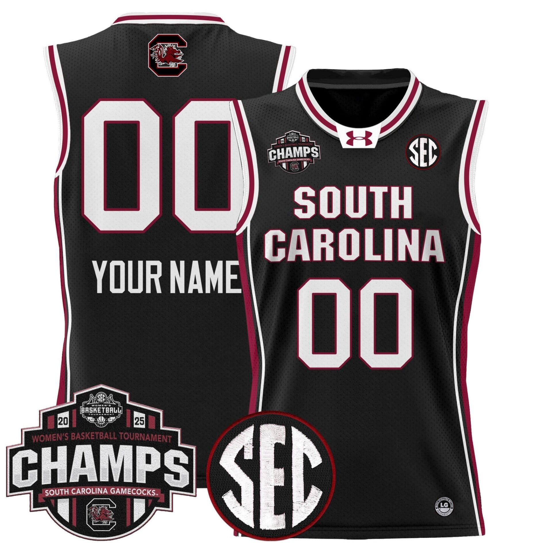 South Carolina Gamecocks 2025 SEC Women's Conference Tournament Champions Lightweight Basketball Custom Jersey - All Stitched - Image 3