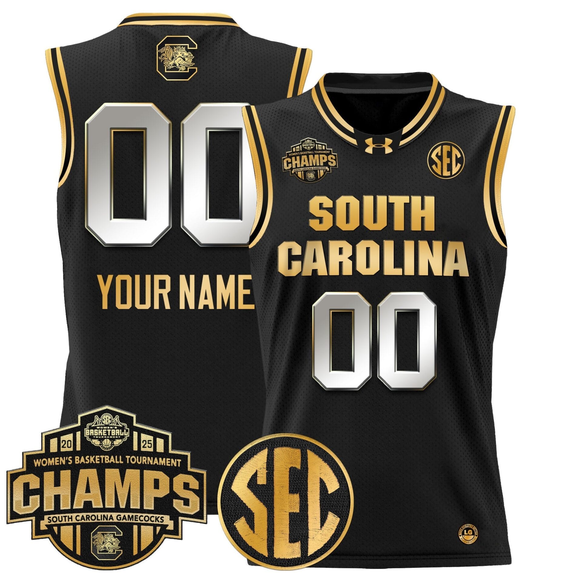 South Carolina Gamecocks 2025 SEC Women's Conference Tournament Champions Lightweight Basketball Custom Jersey - All Stitched - Image 5