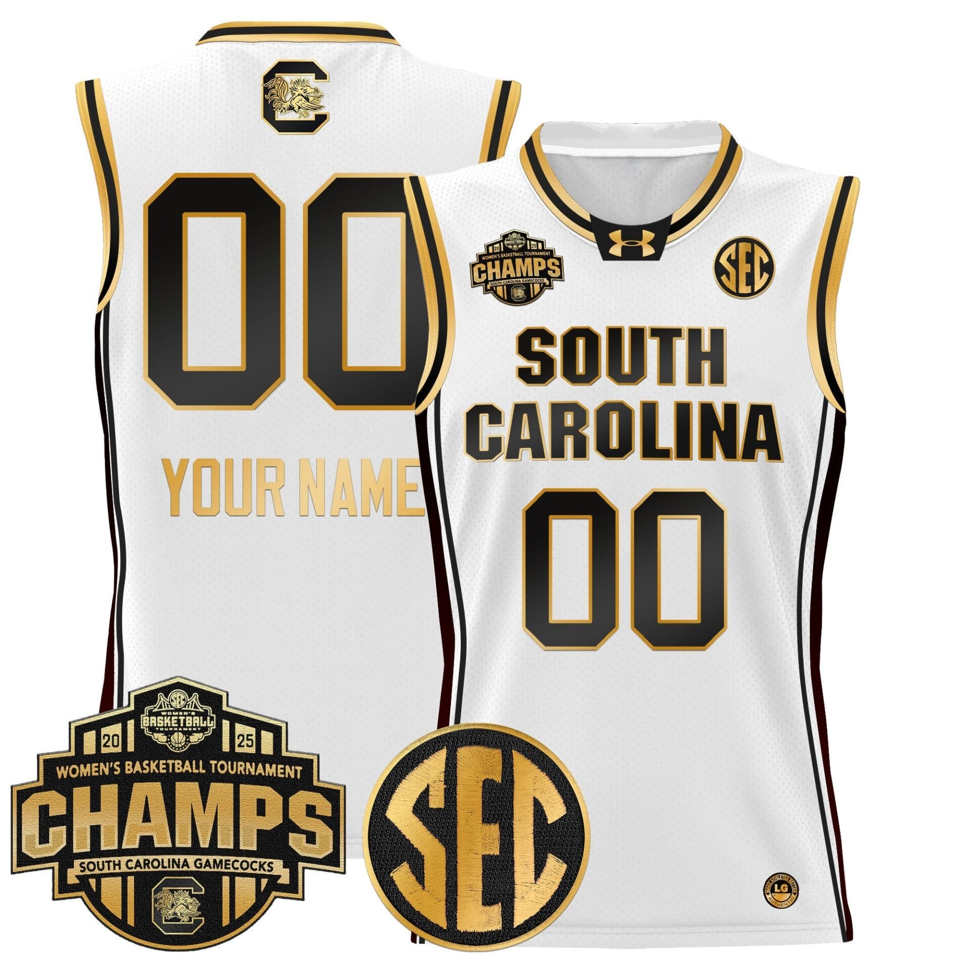 South Carolina Gamecocks 2025 SEC Women's Conference Tournament Champions Lightweight Basketball Custom Jersey - All Stitched - Image 6