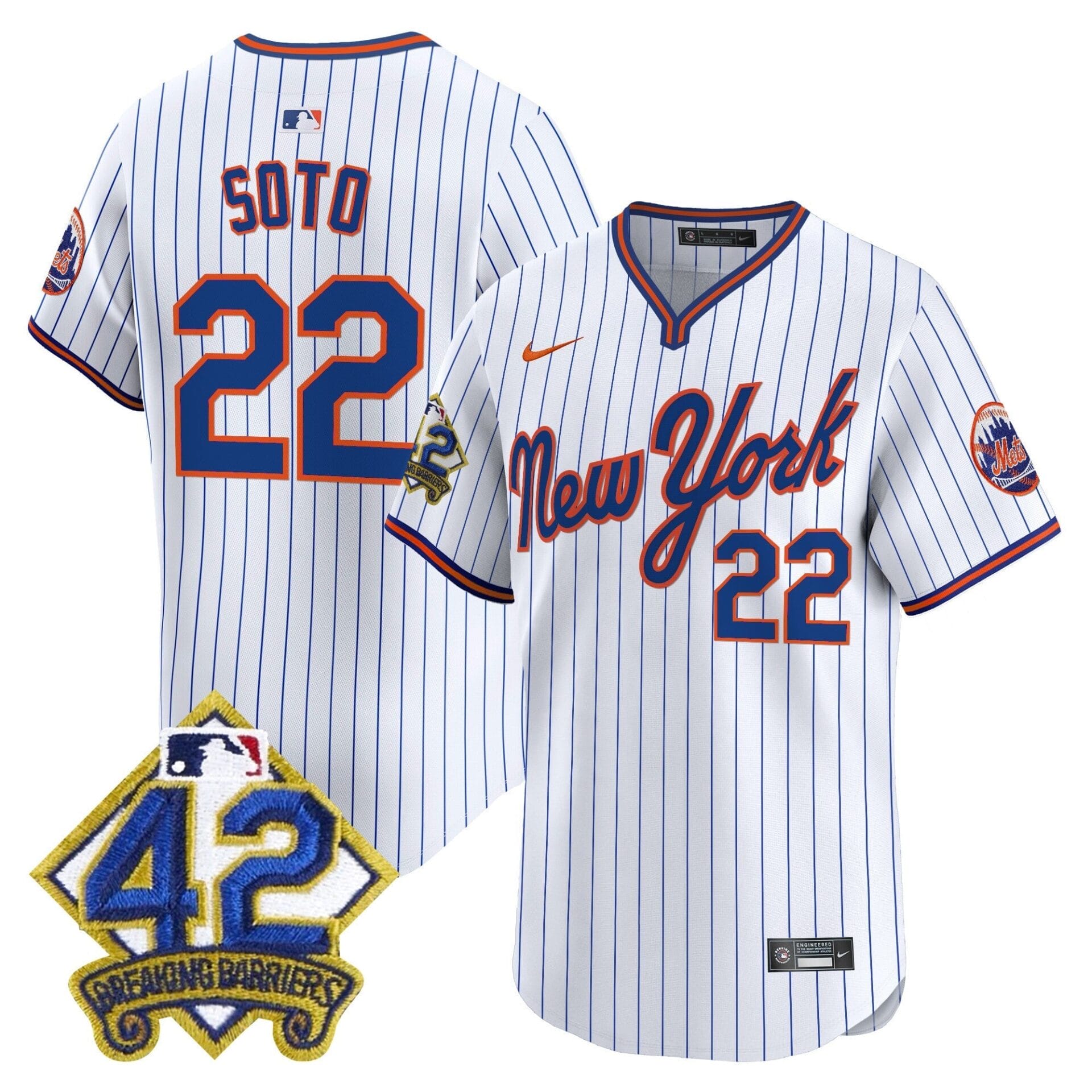 New York Mets 2025 Jackie Robinson Patch Road Alternate Jersey – All Stitched - Image 11