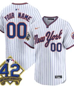Alternative view of New York Mets 2025 Jackie Robinson Patch Road Alternate Custom Jersey – All Stitched