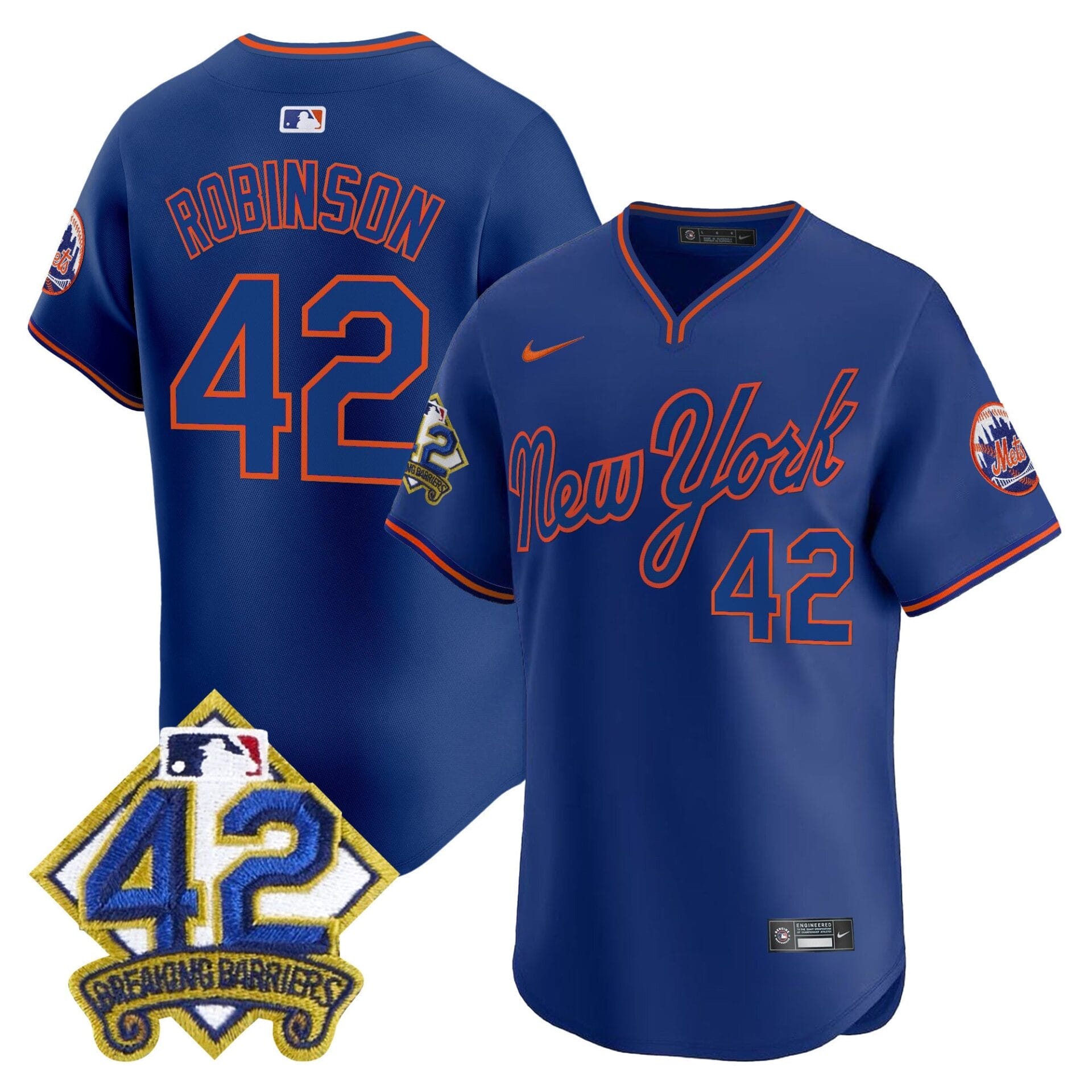 New York Mets 2025 Jackie Robinson Patch Road Alternate Jersey – All Stitched - Image 9