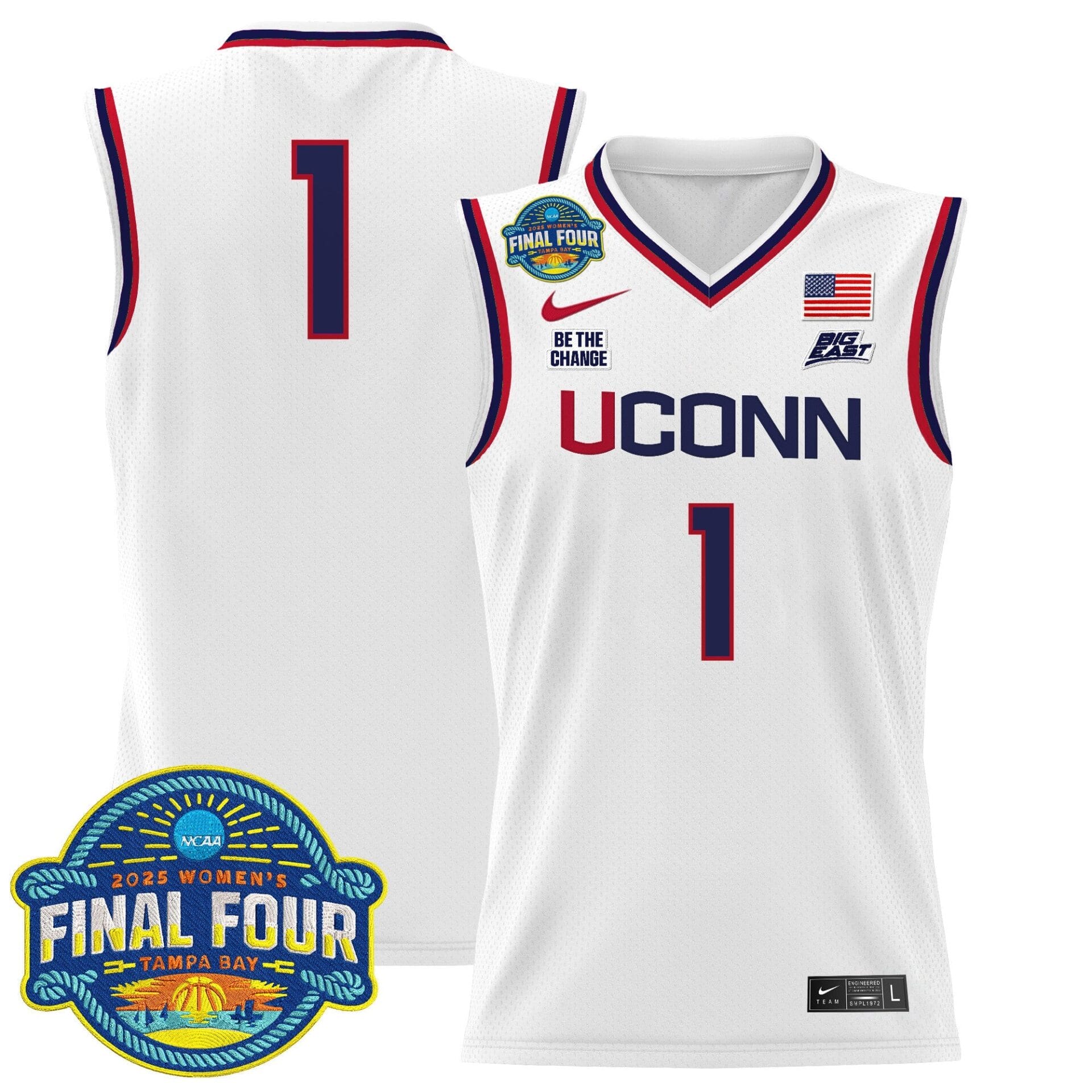 Size - UConn Huskies 2025 Big Eat Women's Final Four Patch Lightweight Basketball Jersey - All Stitched - Image 7