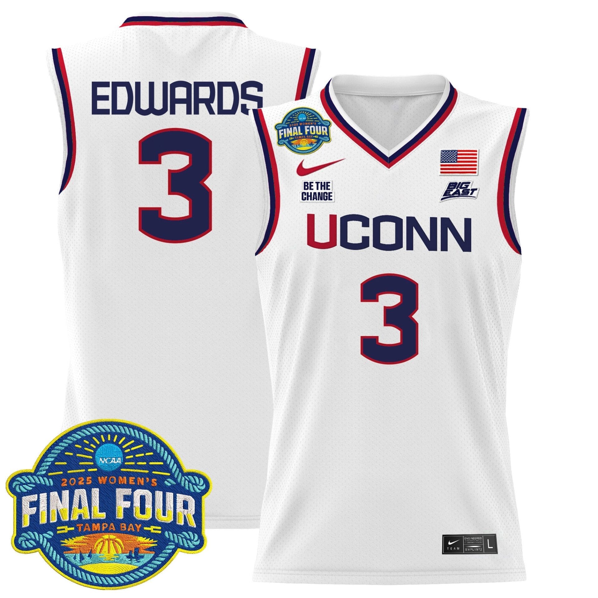Size - UConn Huskies 2025 Big Eat Women's Final Four Patch Lightweight Basketball Jersey - All Stitched - Image 4