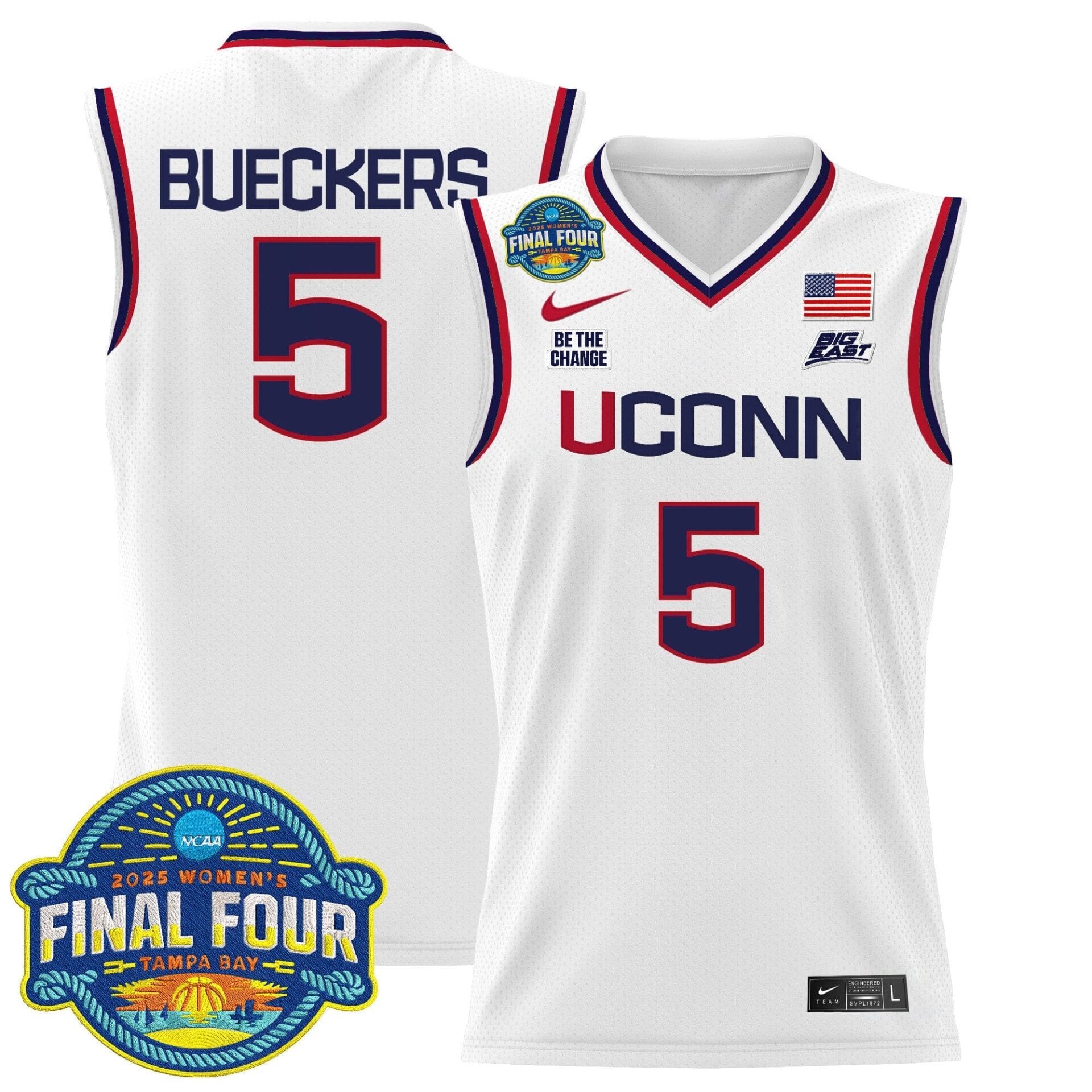 Size - UConn Huskies 2025 Big Eat Women's Final Four Patch Lightweight Basketball Jersey - All Stitched