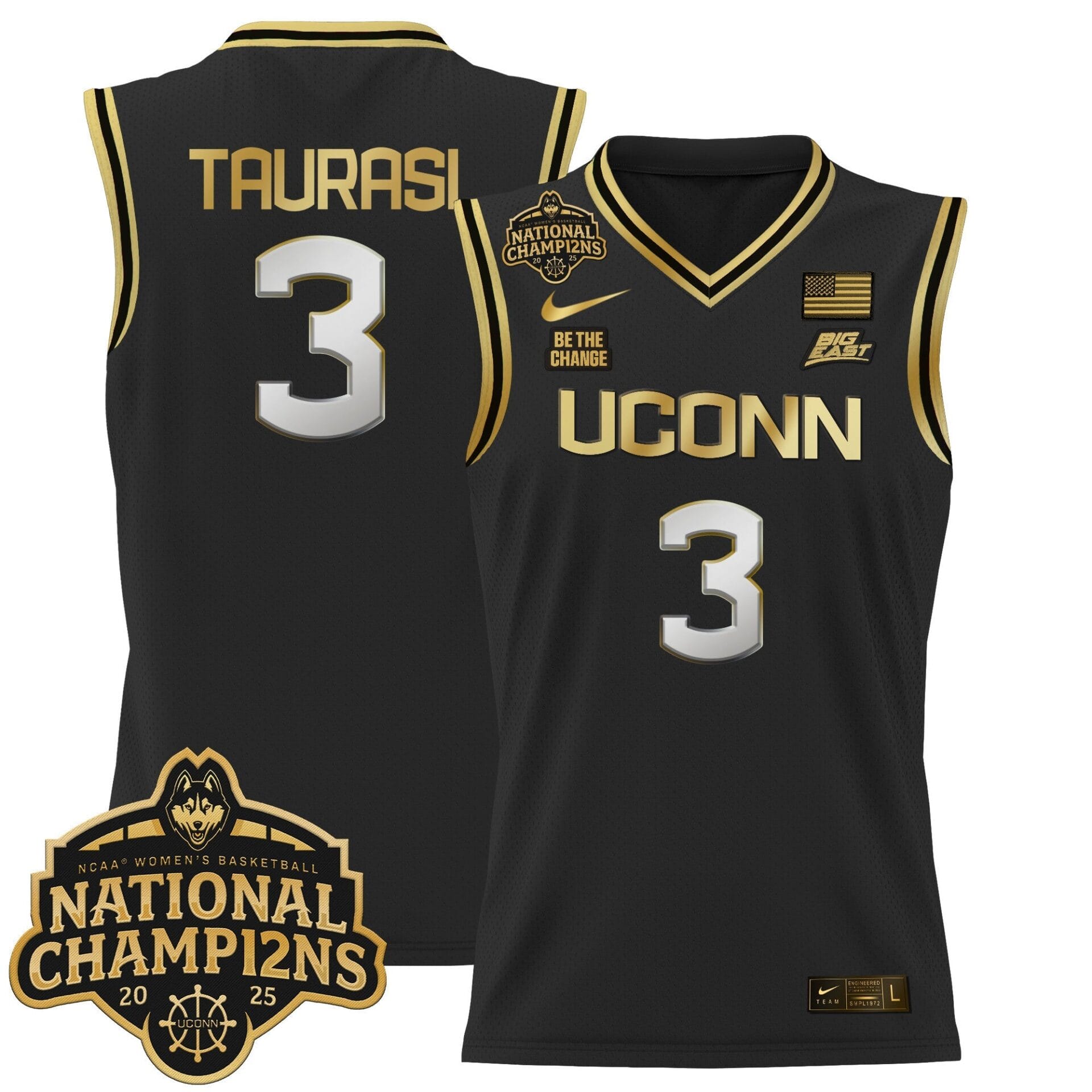 Size - UConn Huskies 2025 Women's National Champions Patch Lightweight Basketball Jersey - All Stitched - Image 20