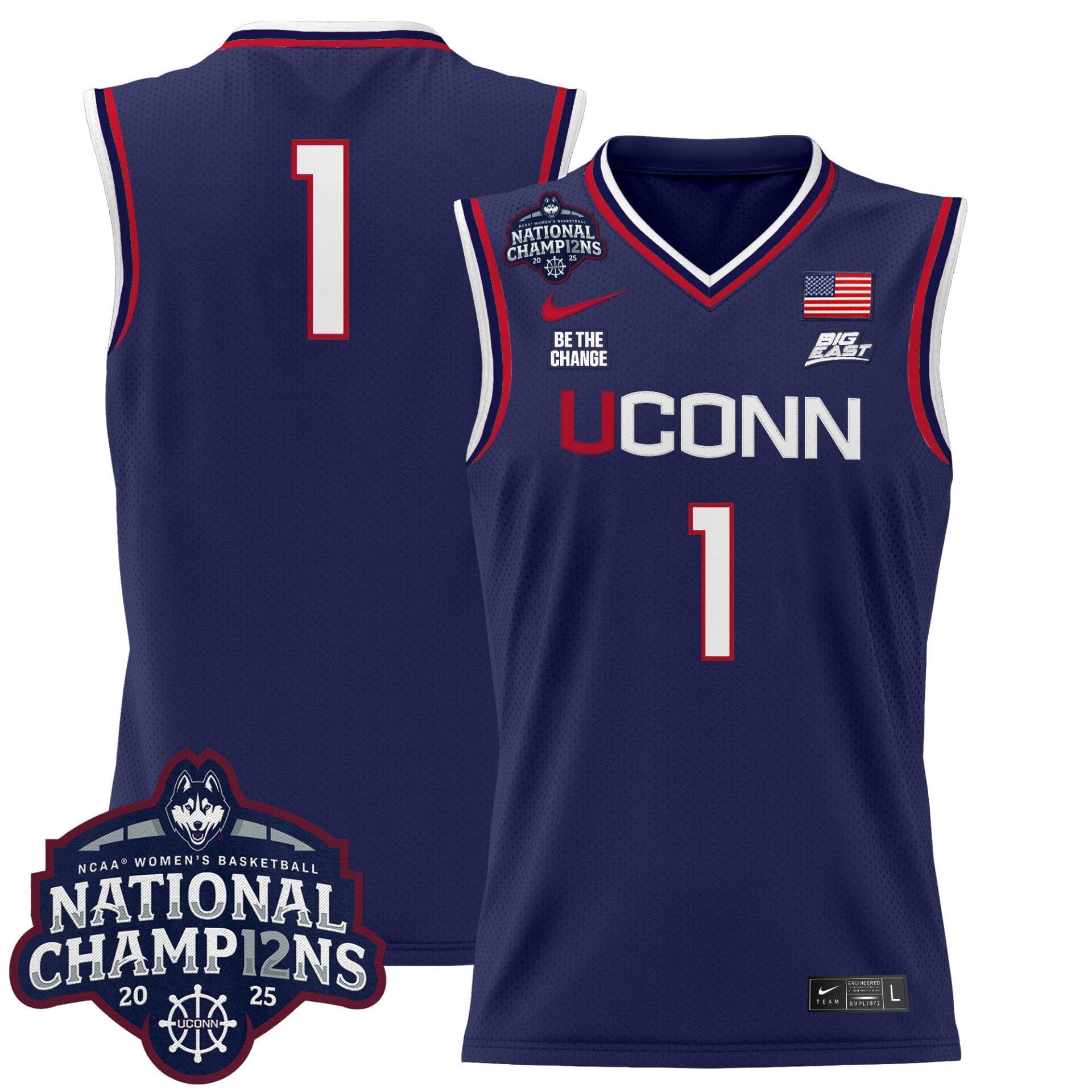 Size - UConn Huskies 2025 Women's National Champions Patch Lightweight Basketball Jersey - All Stitched - Image 7