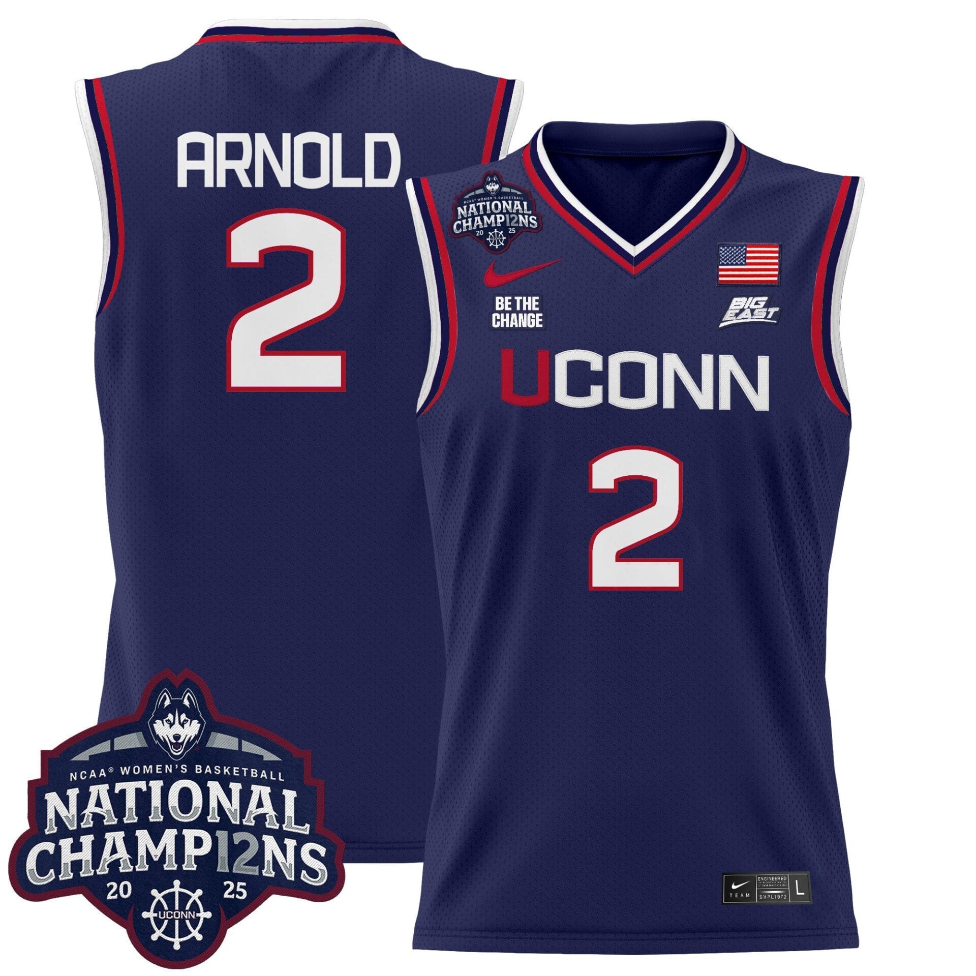 Size - UConn Huskies 2025 Women's National Champions Patch Lightweight Basketball Jersey - All Stitched - Image 5
