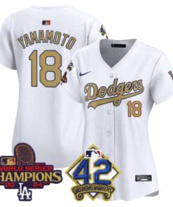 Alternative view of Women's Dodgers 2024 World Series Champions & Jackie Robinson Patch Vapor Premier Limited Jersey - All Stitched