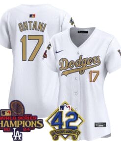 Women's Dodgers 2024 World Series Champions & Jackie Robinson Patch Vapor Premier Limited Jersey - All Stitched