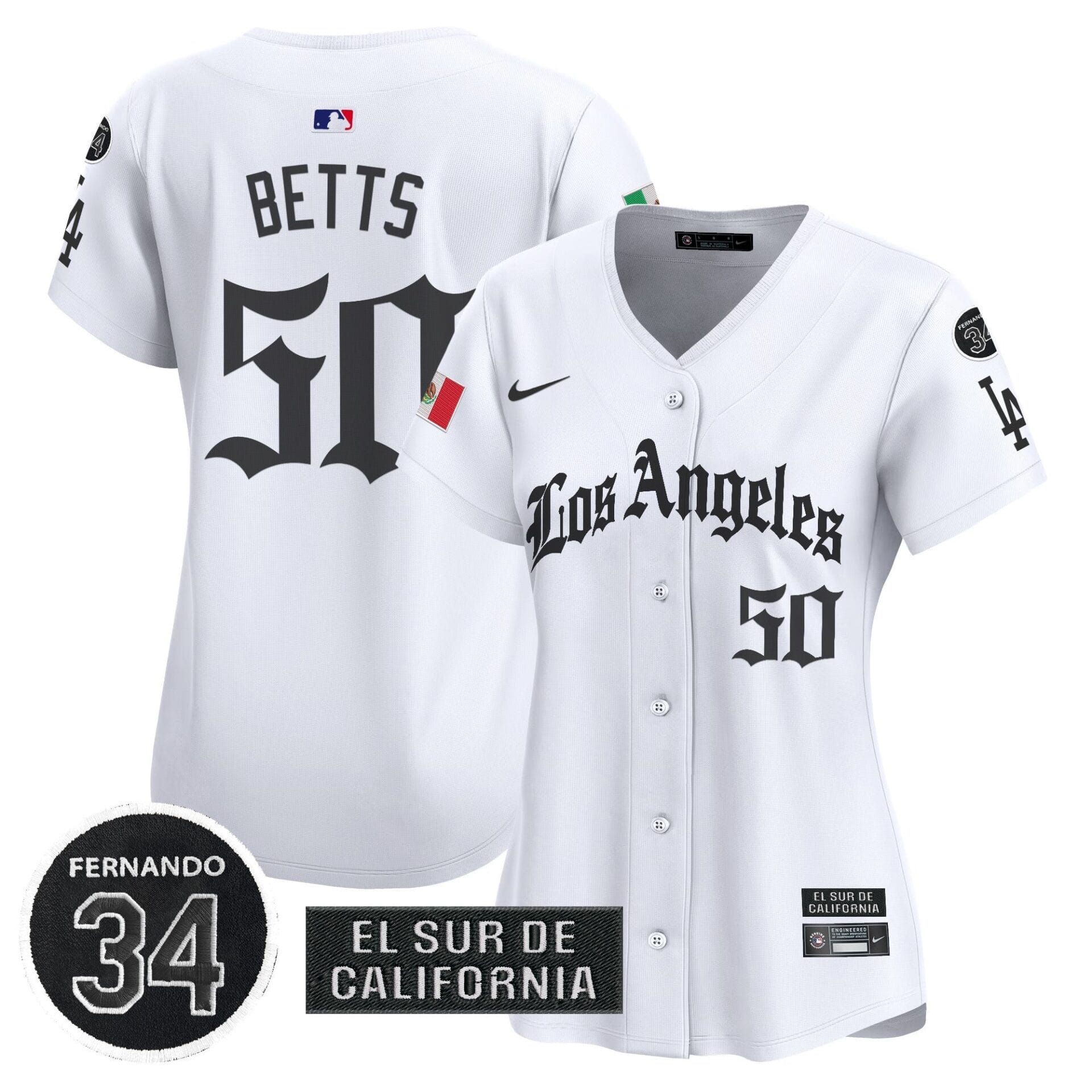 Women's Dodgers Mexico 2025 LA Gothic Style Patch Vapor Premier Limited Jersey - All Stitched - Image 16