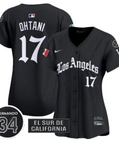 Alternative view of Women's Dodgers Mexico 2025 LA Gothic Style Patch Vapor Premier Limited Jersey - All Stitched