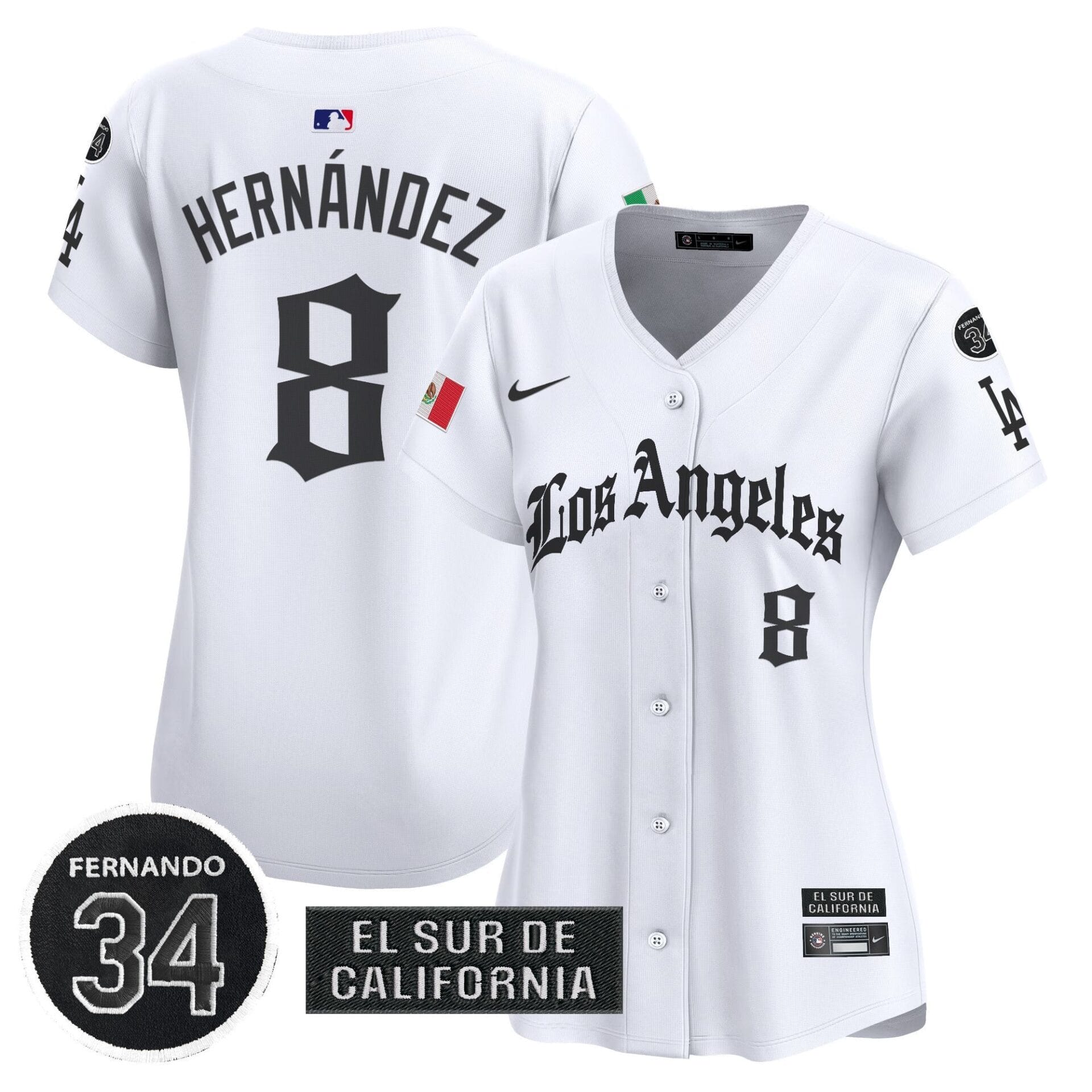 Women's Dodgers Mexico 2025 LA Gothic Style Patch Vapor Premier Limited Jersey - All Stitched - Image 19