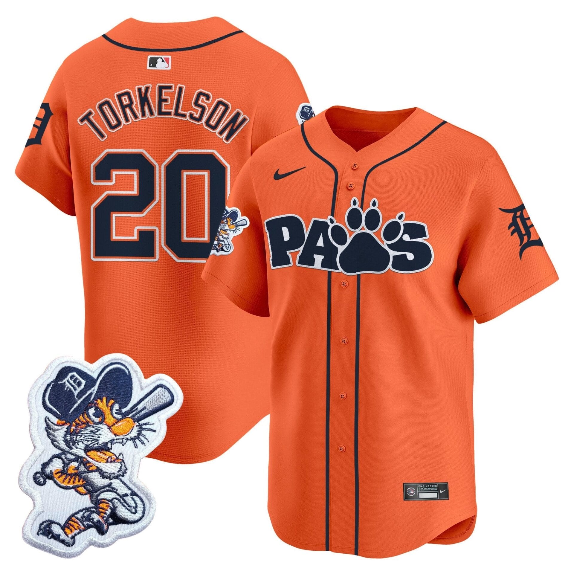 Detroit Tigers Paws Patch Vapor Premier Limited Jersey V2 - All Stitched - Image 3