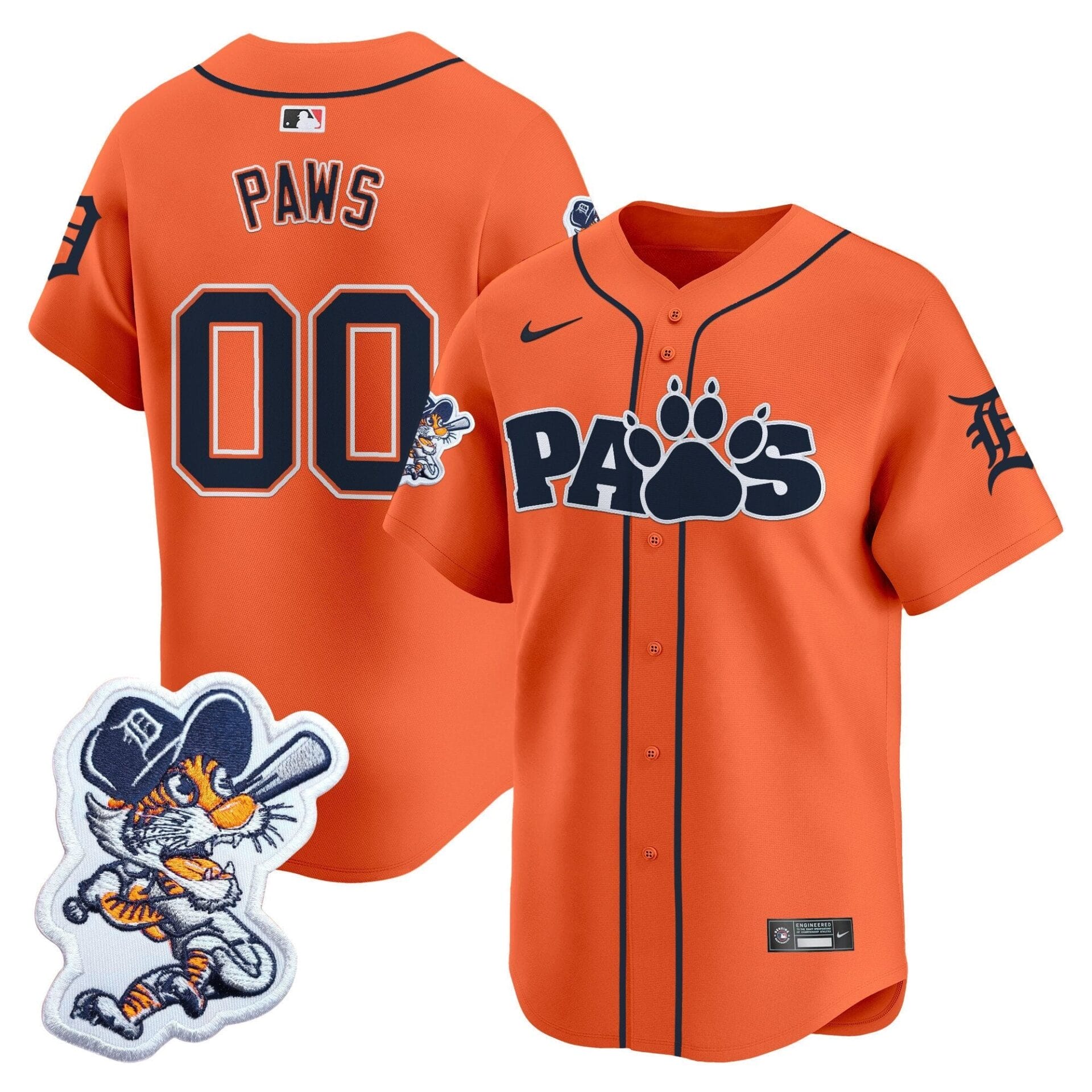 Detroit Tigers Paws Patch Vapor Premier Limited Jersey V2 - All Stitched - Image 7