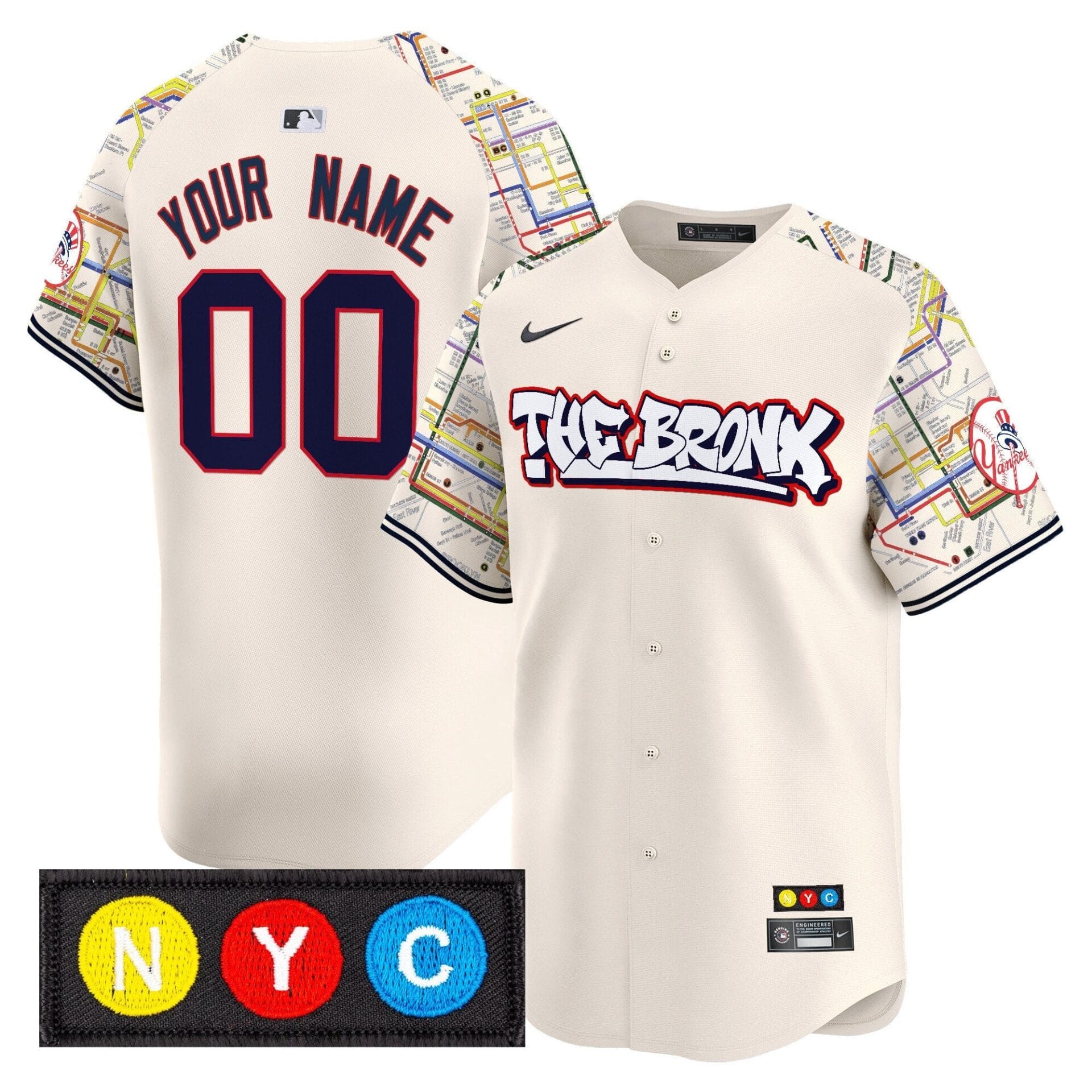 New York Yankees The Bronx Subway Style Vapor Premier Limited Custom Jersey - Stitched - Image 3