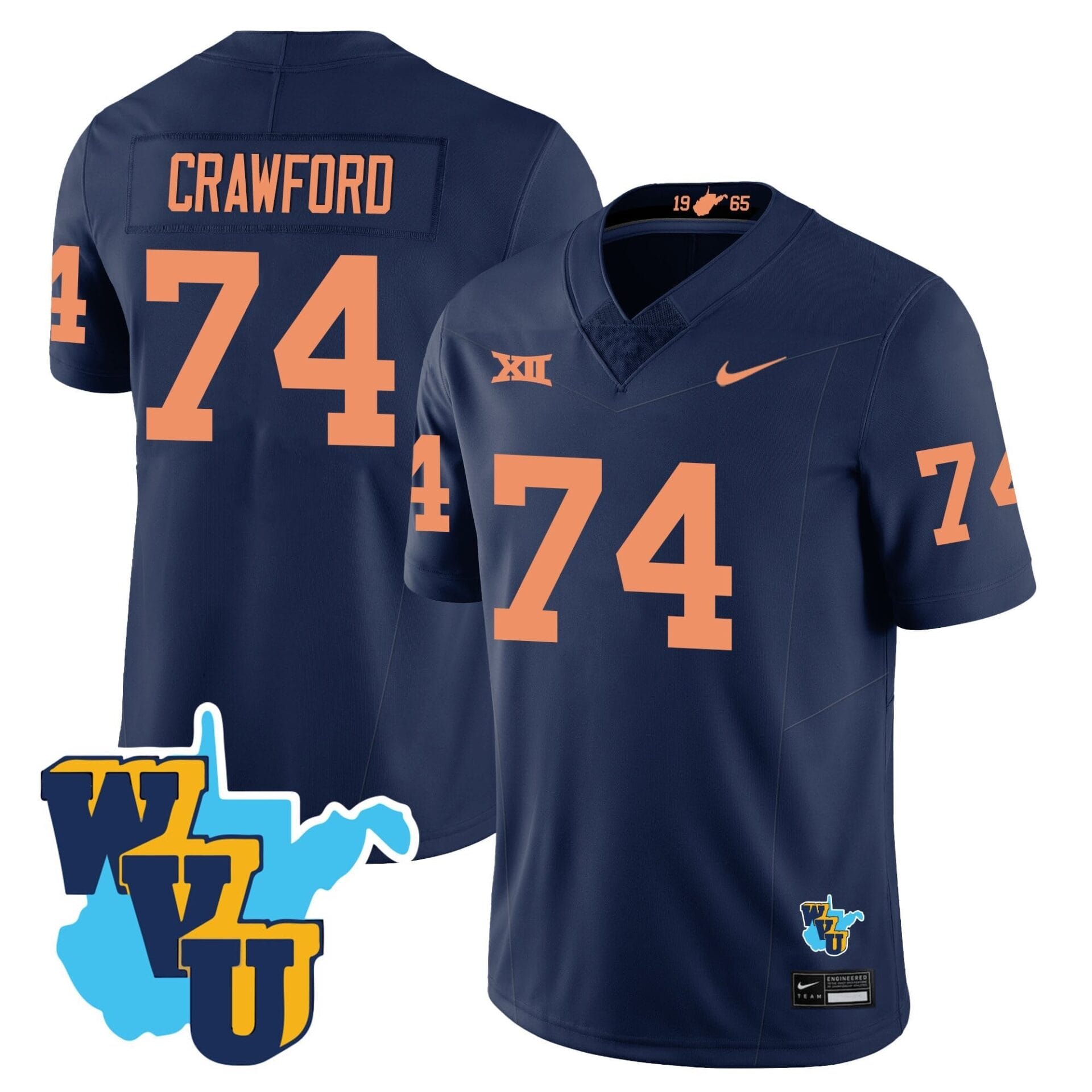 West Virginia Mountaineers 1965-2025 Throwback Jersey - All Stitched - Image 11