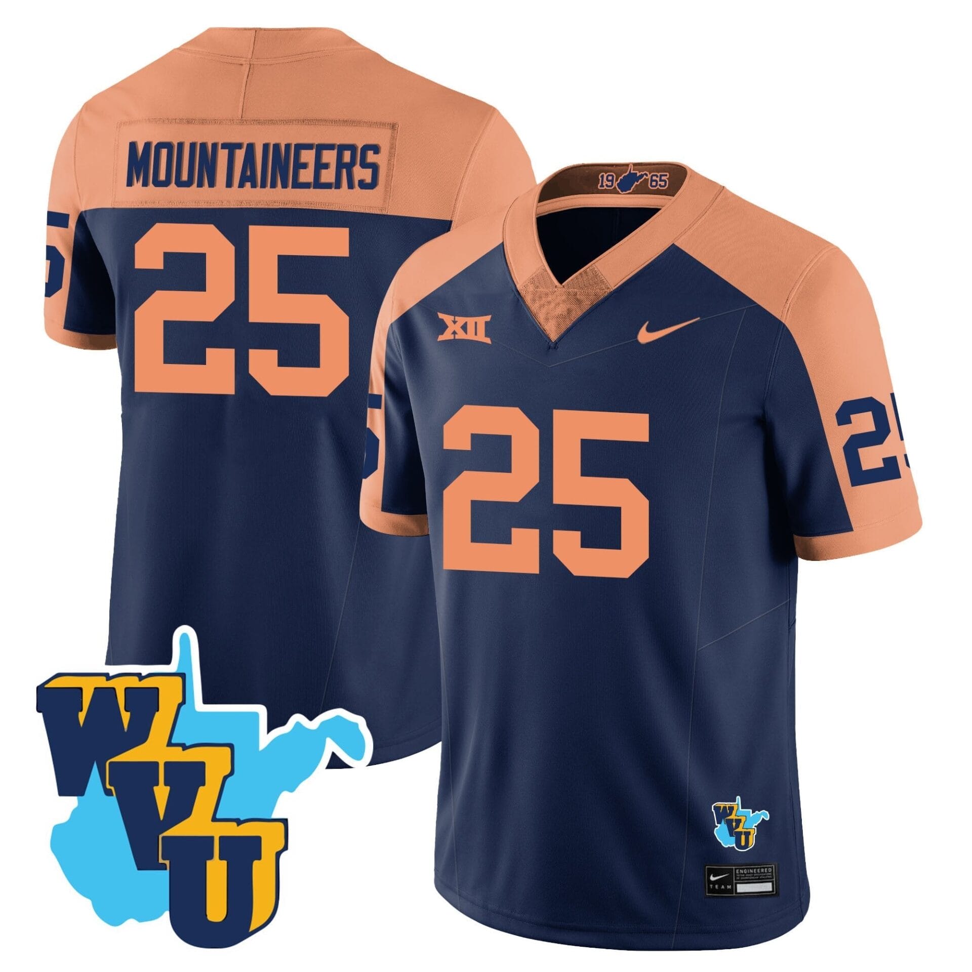 West Virginia Mountaineers 1965-2025 Throwback Jersey - All Stitched - Image 8