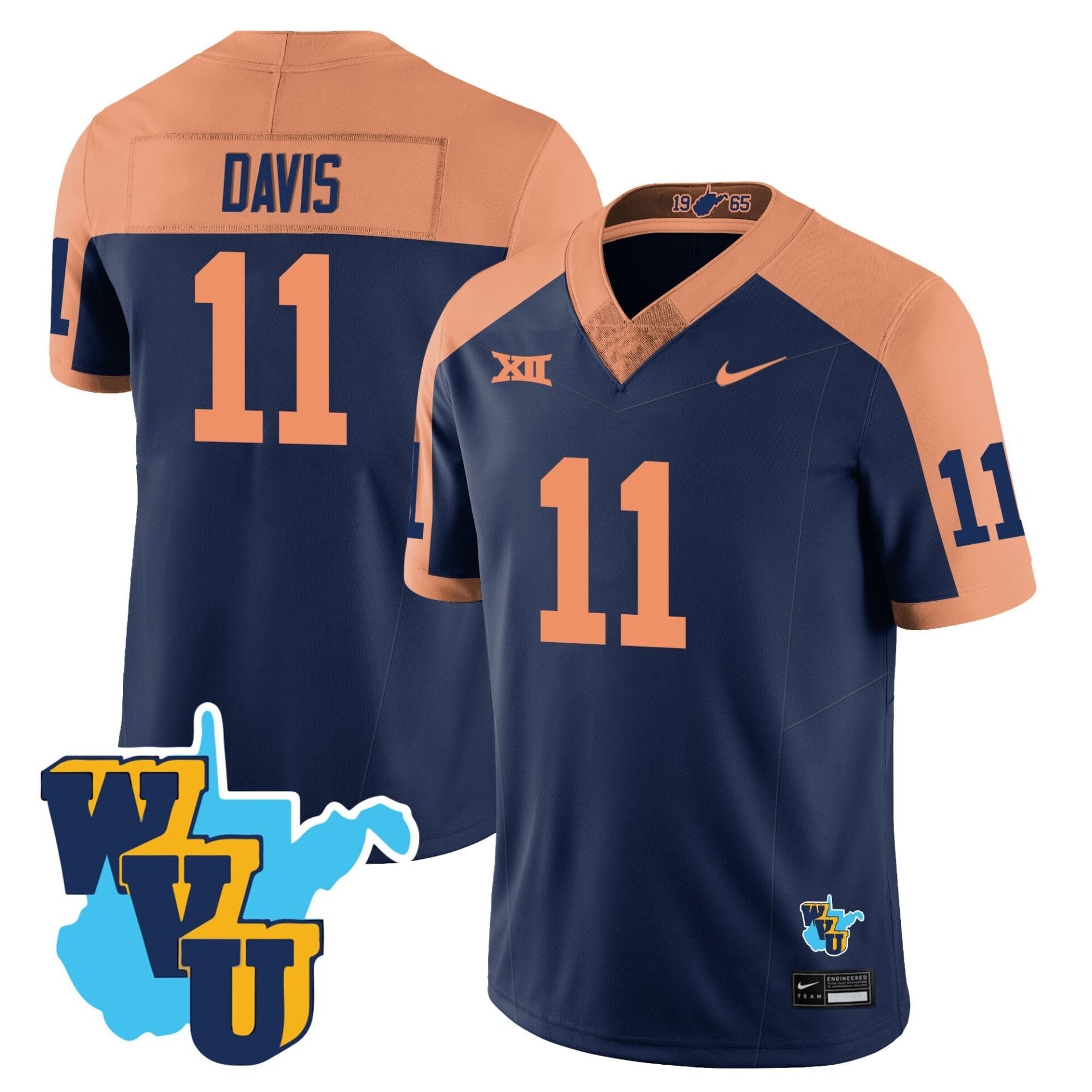 West Virginia Mountaineers 1965-2025 Throwback Jersey - All Stitched - Image 4