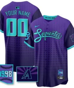 Alternative view of Custom Name/Gender Arizona Diamondbacks Purple for Second “Serpientes” City Connect Jersey - All Stitched