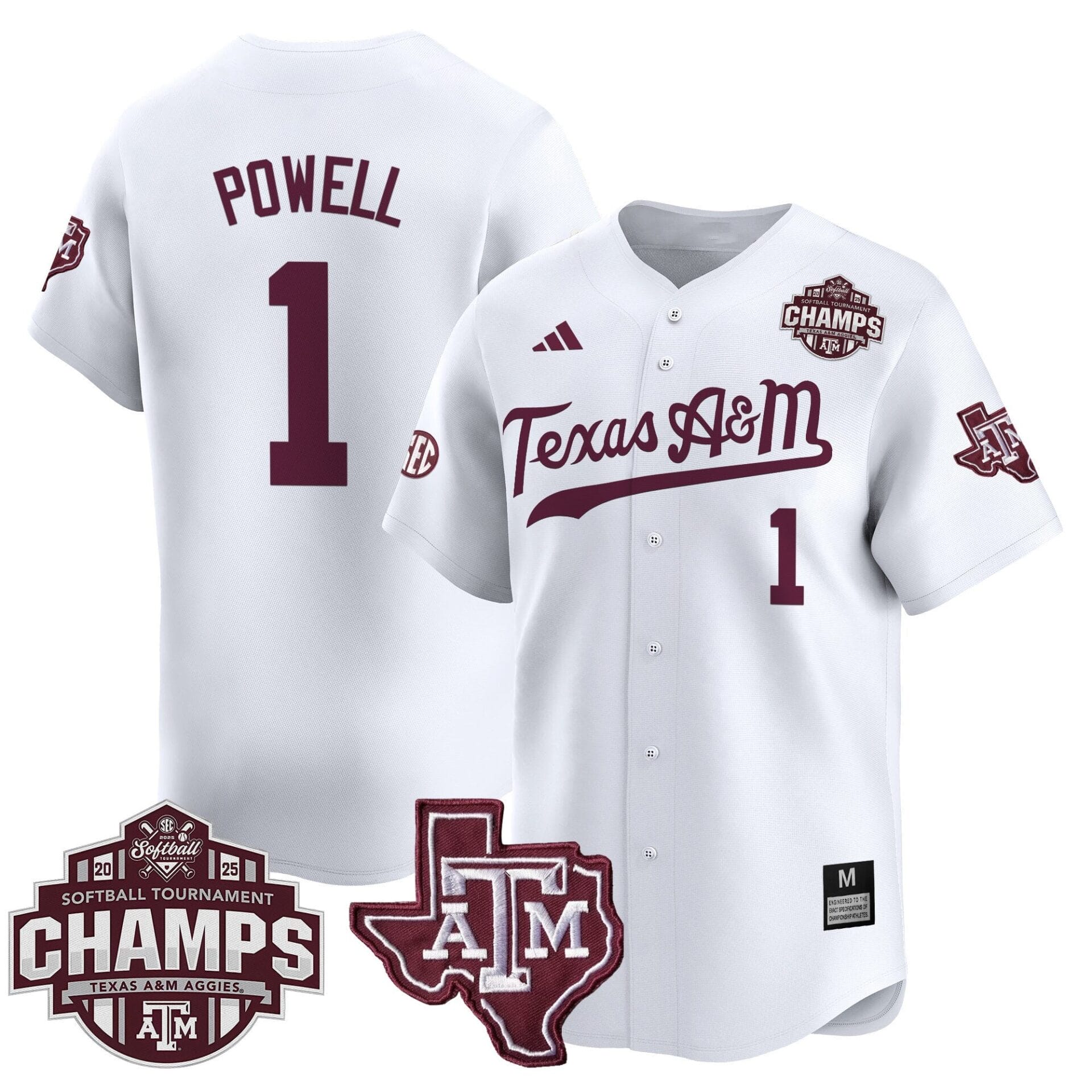 Texas A&M Aggies 2025 SEC Softball Conference Tournament Champions Patch Vapor Premier Limited Jersey - All Stitched - Image 17
