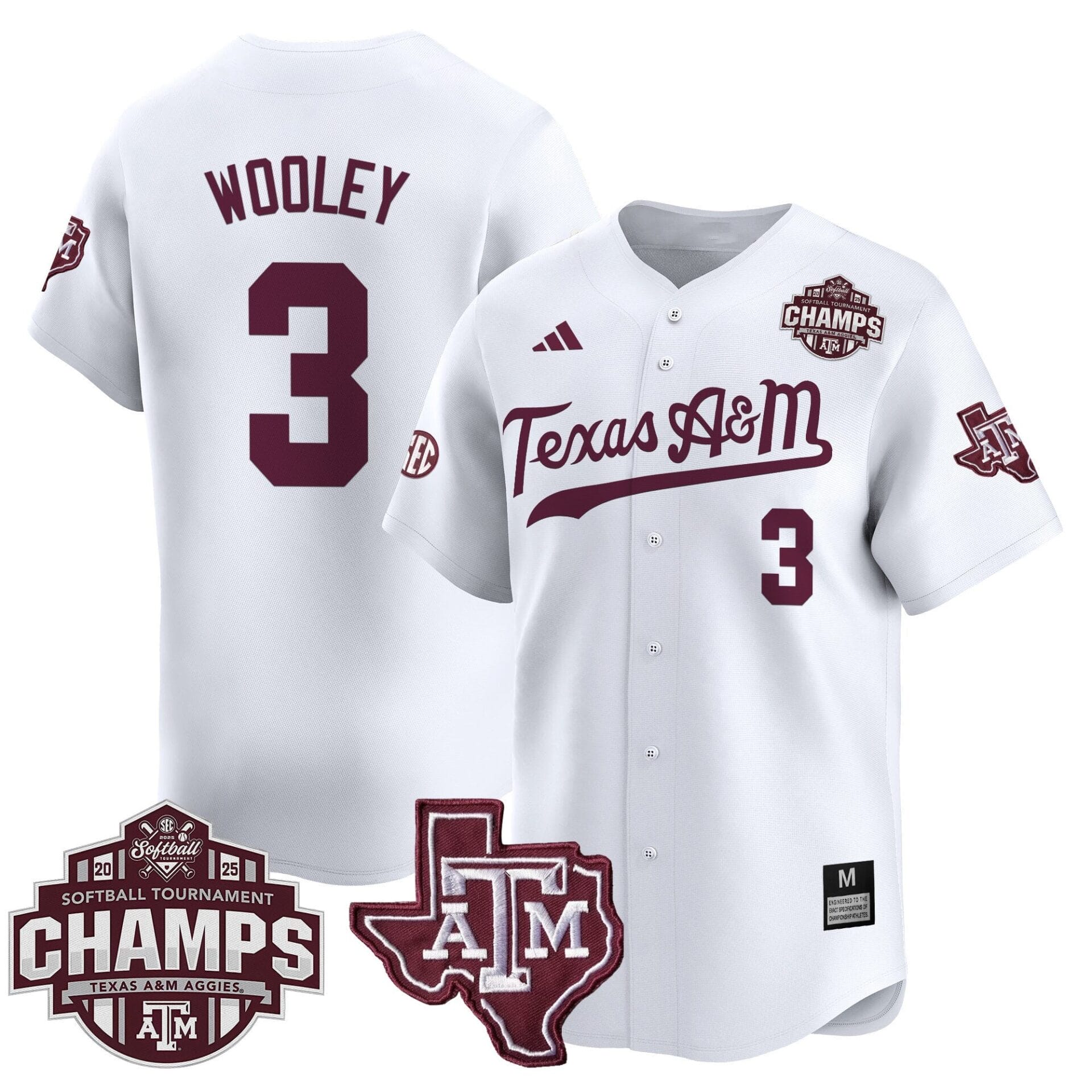 Texas A&M Aggies 2025 SEC Softball Conference Tournament Champions Patch Vapor Premier Limited Jersey - All Stitched - Image 19