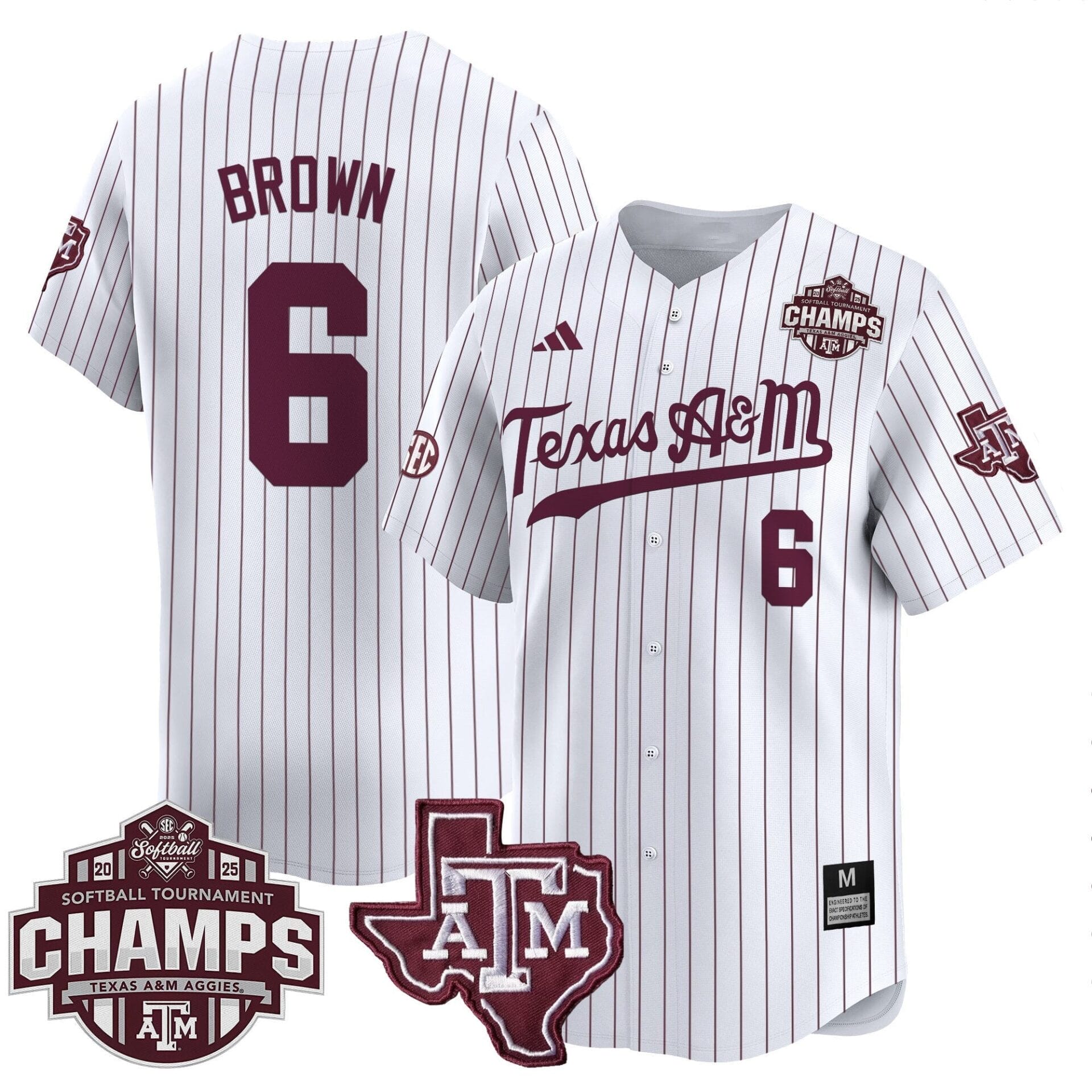 Texas A&M Aggies 2025 SEC Softball Conference Tournament Champions Patch Vapor Premier Limited Jersey - All Stitched - Image 4
