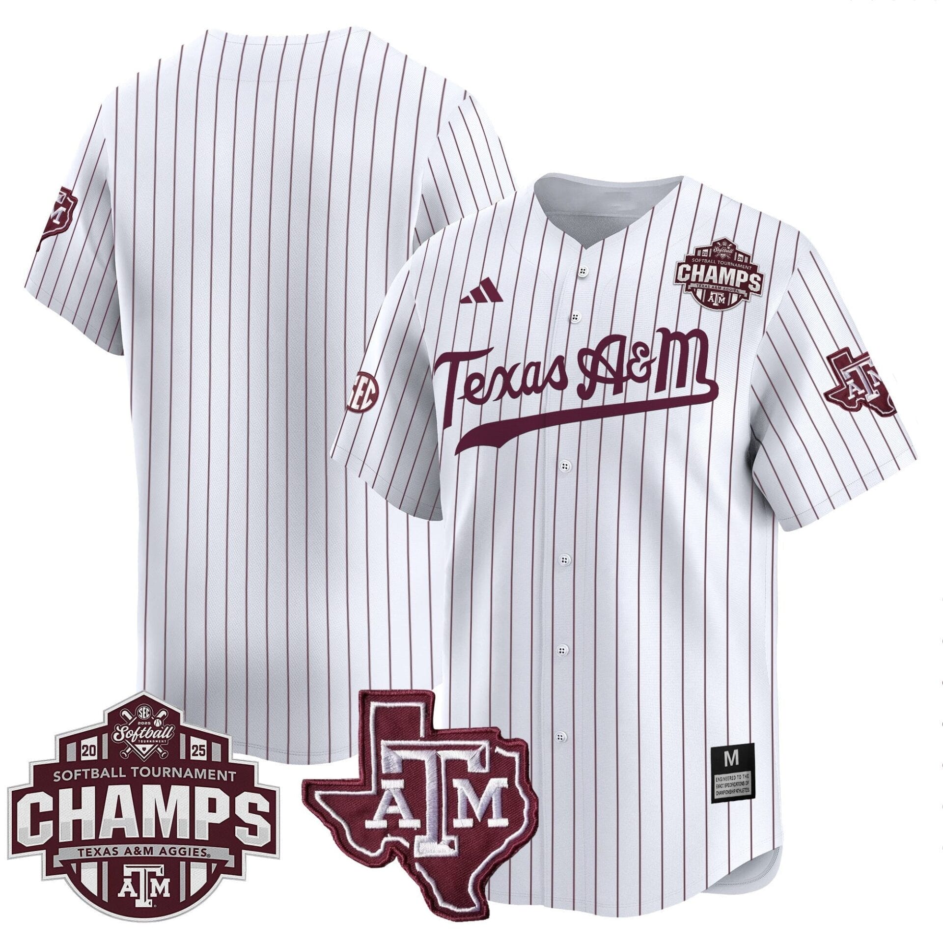 Texas A&M Aggies 2025 SEC Softball Conference Tournament Champions Patch Vapor Premier Limited Jersey - All Stitched - Image 8