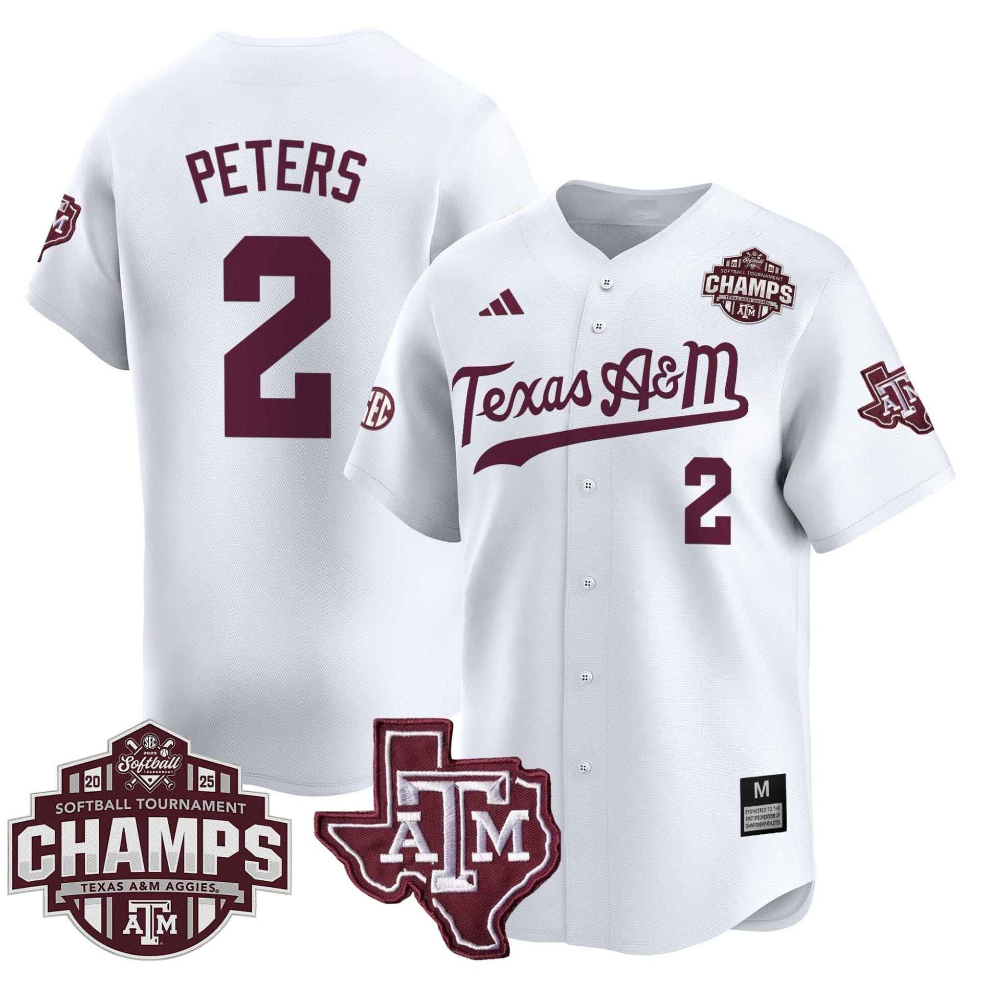 Texas A&M Aggies 2025 SEC Softball Conference Tournament Champions Patch Vapor Premier Limited Jersey - All Stitched - Image 18