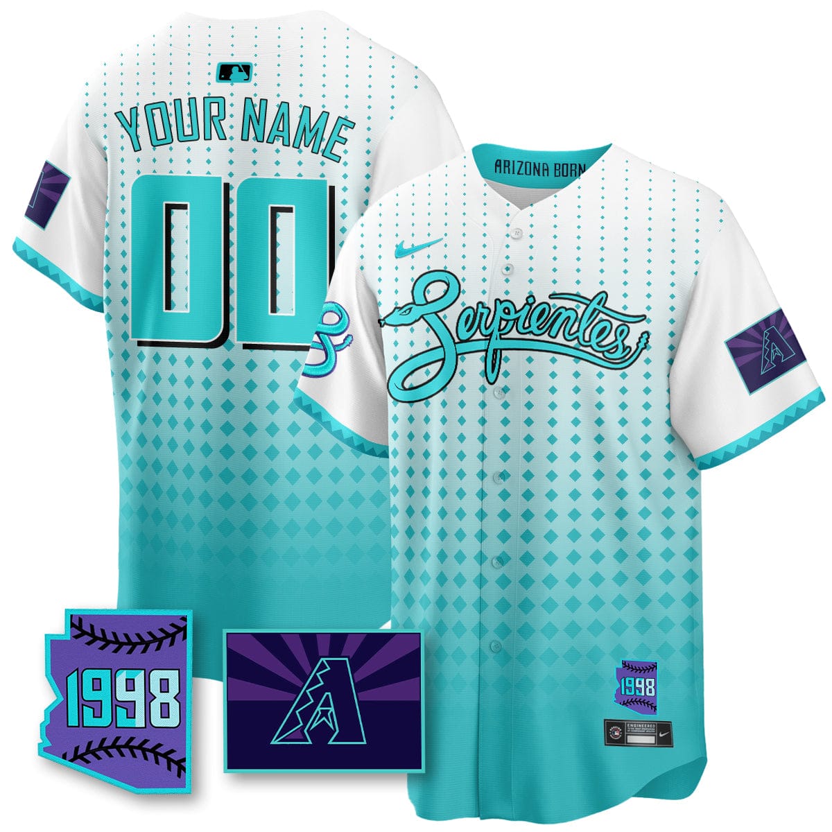 Arizona Diamondbacks Purple for Second “Serpientes” City Connect Custom Jersey - All Stitched - Image 3