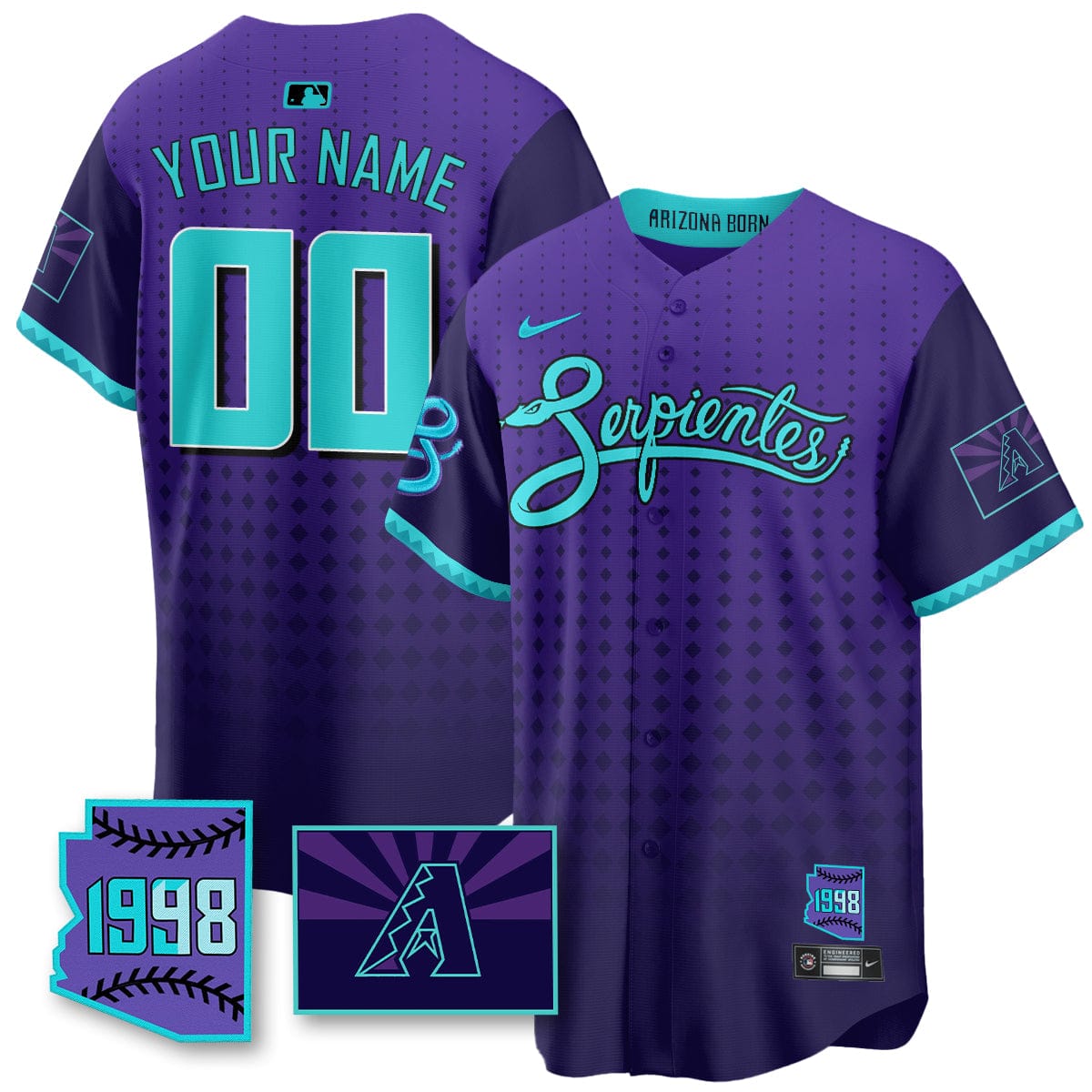 Arizona Diamondbacks Purple for Second “Serpientes” City Connect Custom Jersey - All Stitched - Image 4