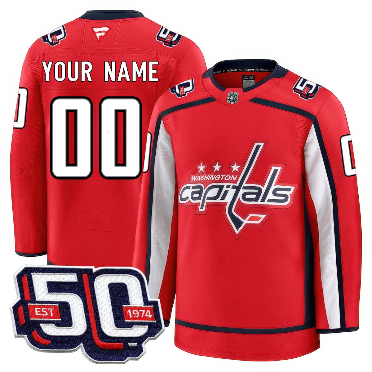 Washington Capitals 50th Anniversary Premium Custom Jersey - All Stitched - Image 3