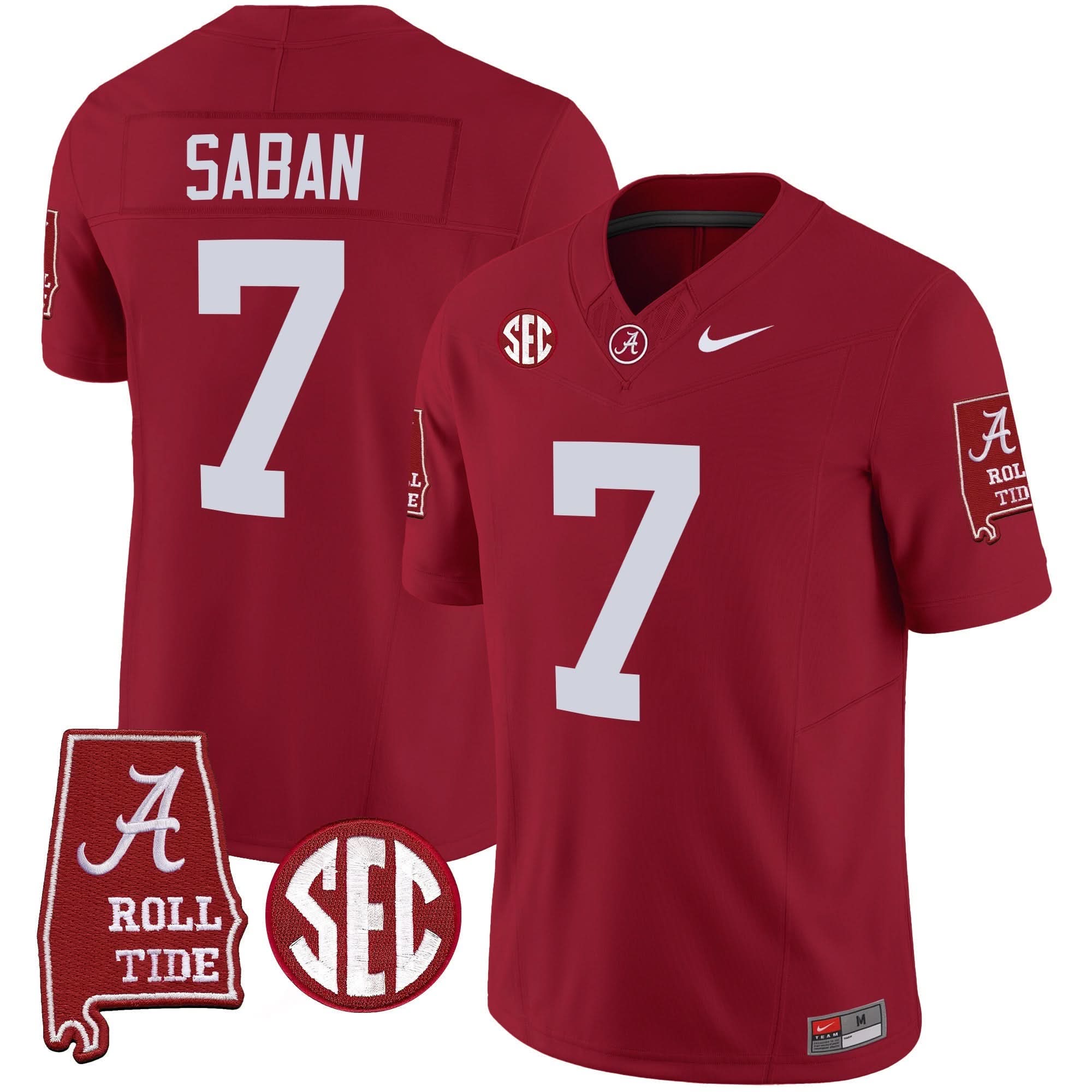 Nick Saban Alabama Crimson Tide #7 Champions Vapor Limited Jersey - All Stitched - Image 3