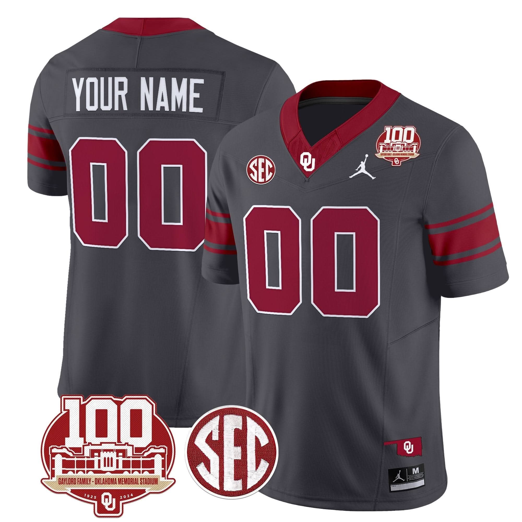 Custom Oklahoma Sooners Jersey 100th Anniversary Patch Vapor Limited Stitched - Image 2