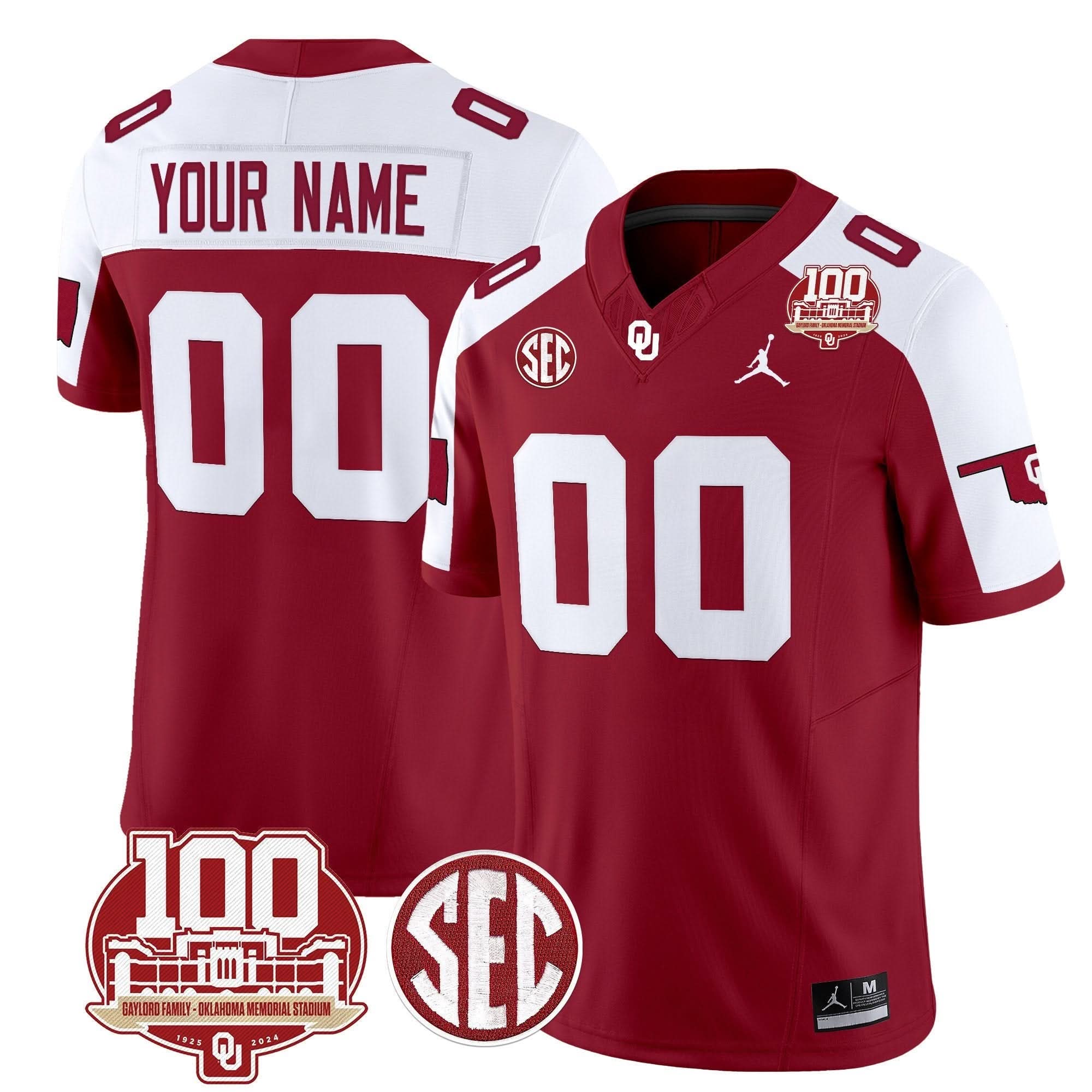 Custom Oklahoma Sooners Jersey 100th Anniversary Patch Vapor Limited Stitched - Image 5