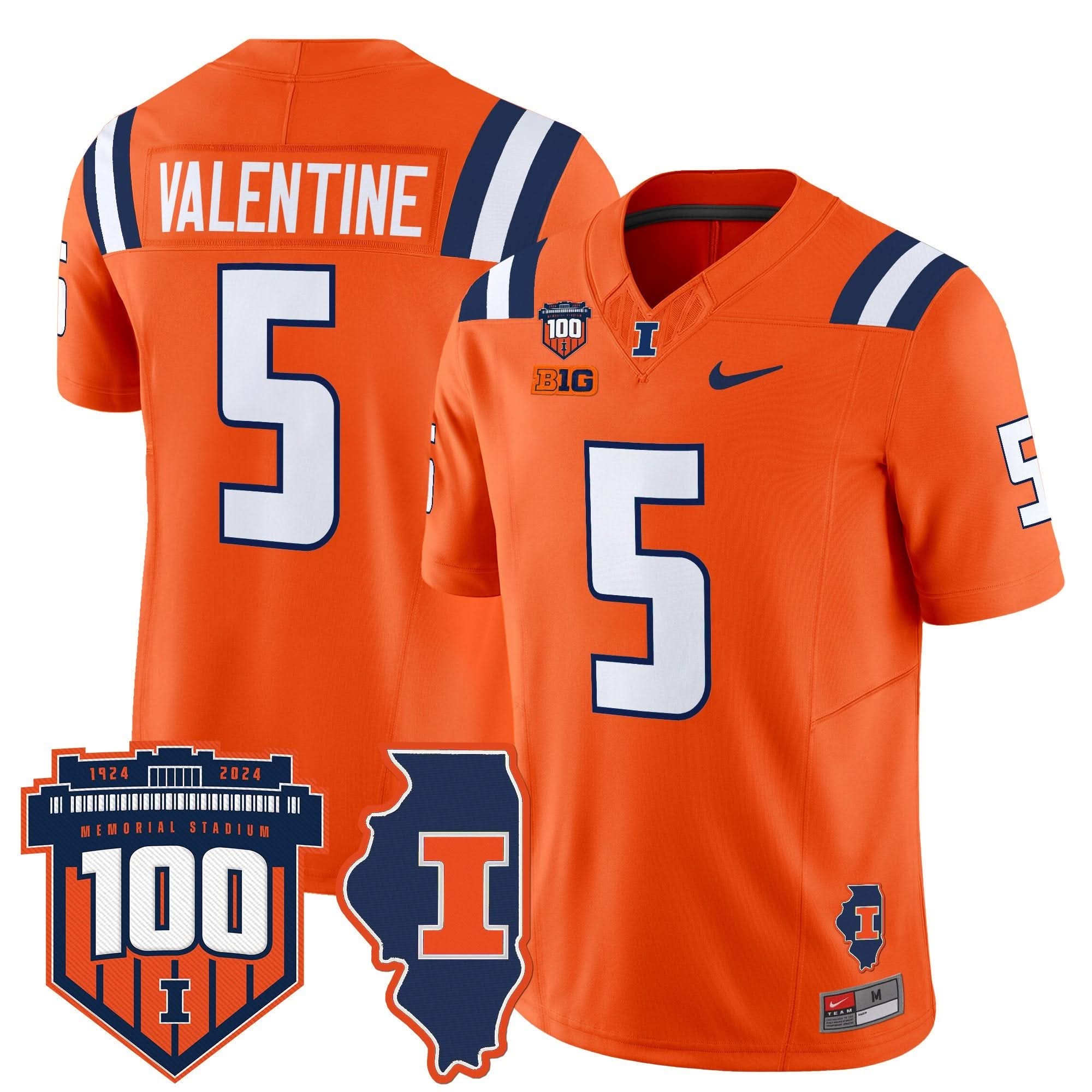 Illinois Fighting Illini 100th Memorial Stadium Patch Vapor Limited Jersey - All Stitched - Image 19