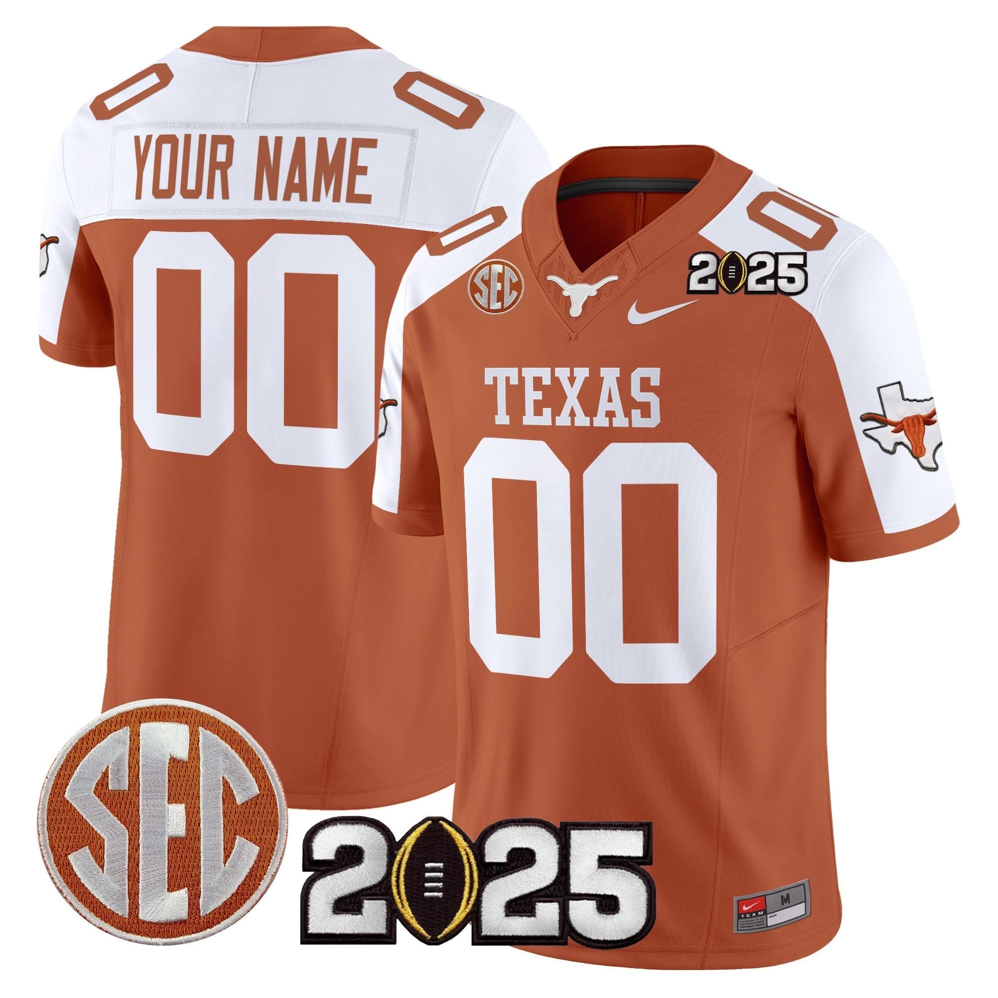 Custom Texas Longhorns Jersey 2025 CFP Final Patch Vapor Limited Stitched All Colors - Image 2