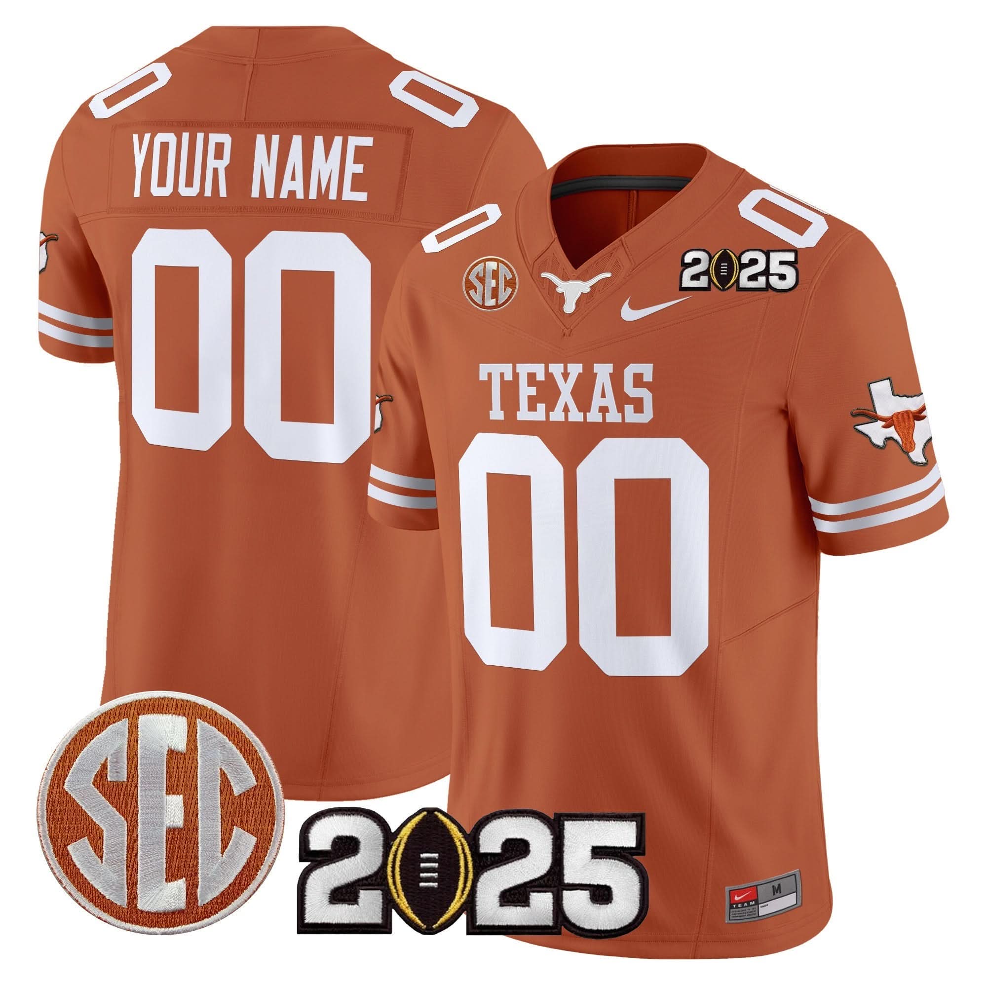 Custom Texas Longhorns Jersey 2025 CFP Final Patch Vapor Limited Stitched All Colors - Image 4