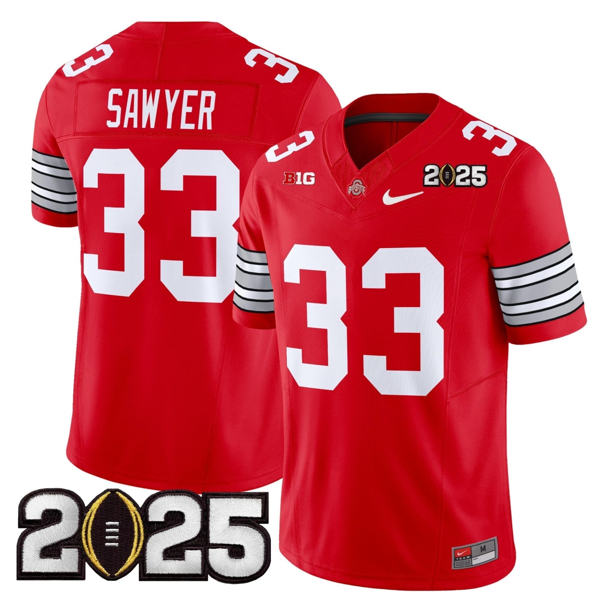Ohio State Buckeyes 'Heritage Stripe' 2025 CFP Final Patch Vapor Limited Jersey - All Stitched - Image 2