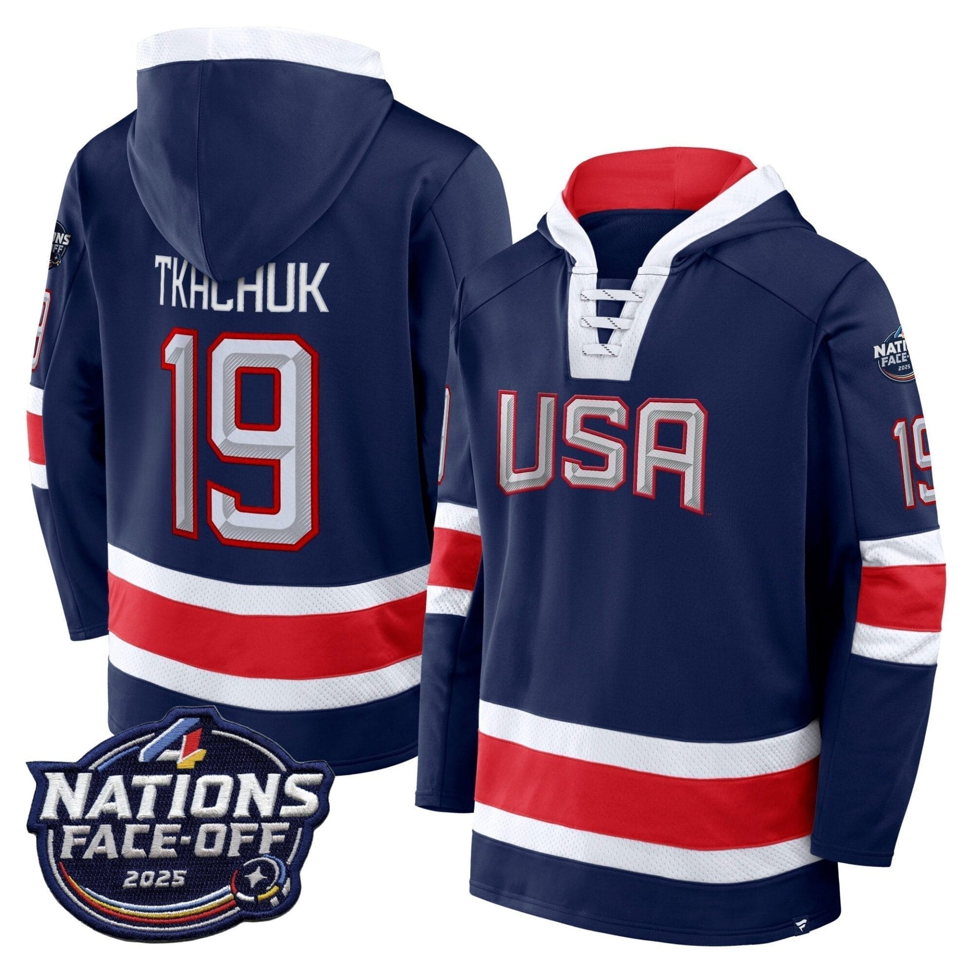 USA 4 Nations Face-Off 2025 Inside Line Pullover Hoodie - All Stitched - Image 5