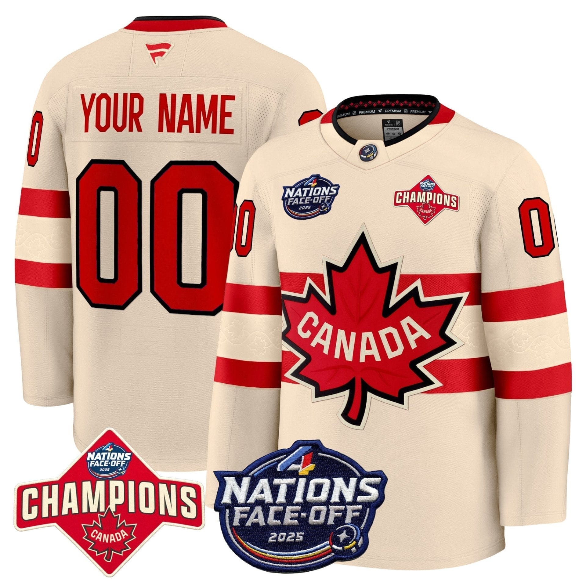 Canada 4 Nations Face-Off 2025 Champions Premium Custom Jersey - All Stitched - Image 2