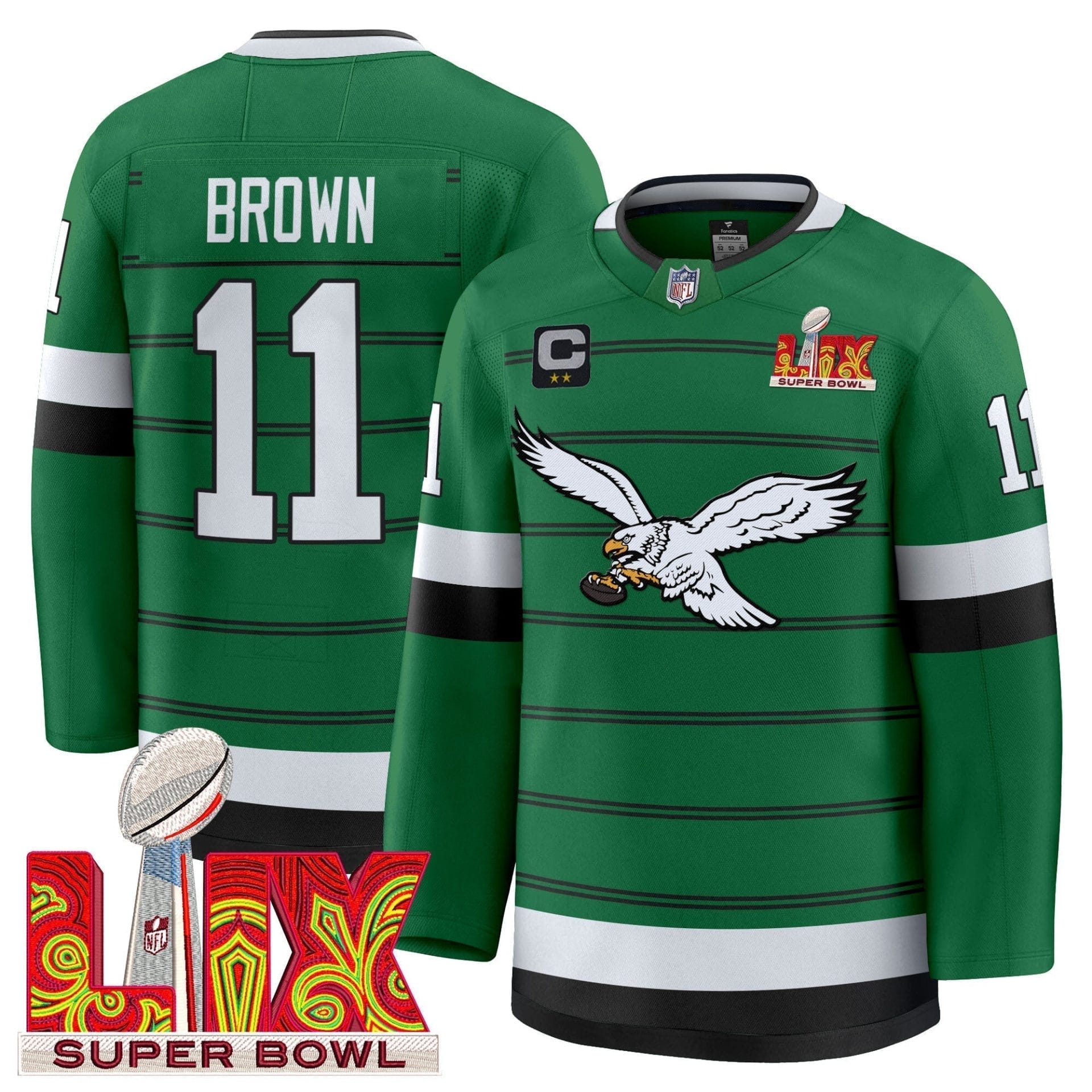 Eagles Kelly Green Hockey Premium Jersey - All Stitched - Image 9