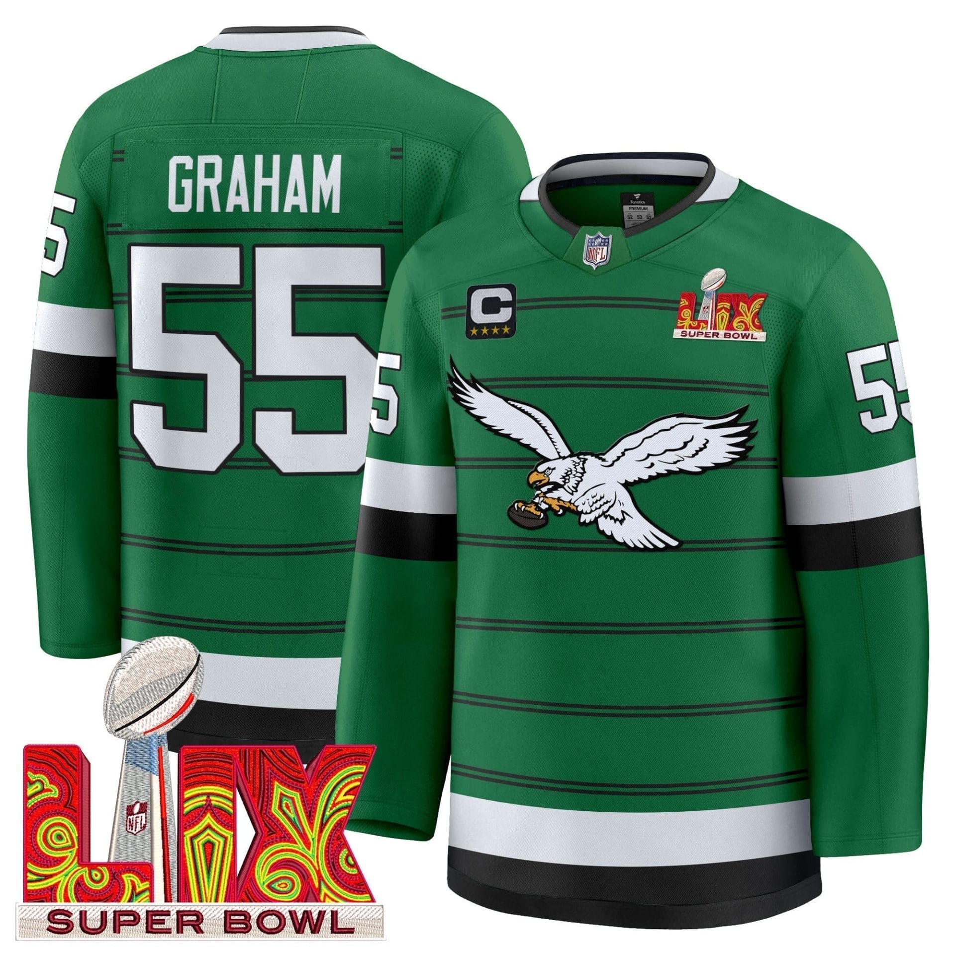 Eagles Kelly Green Hockey Premium Jersey - All Stitched - Image 7