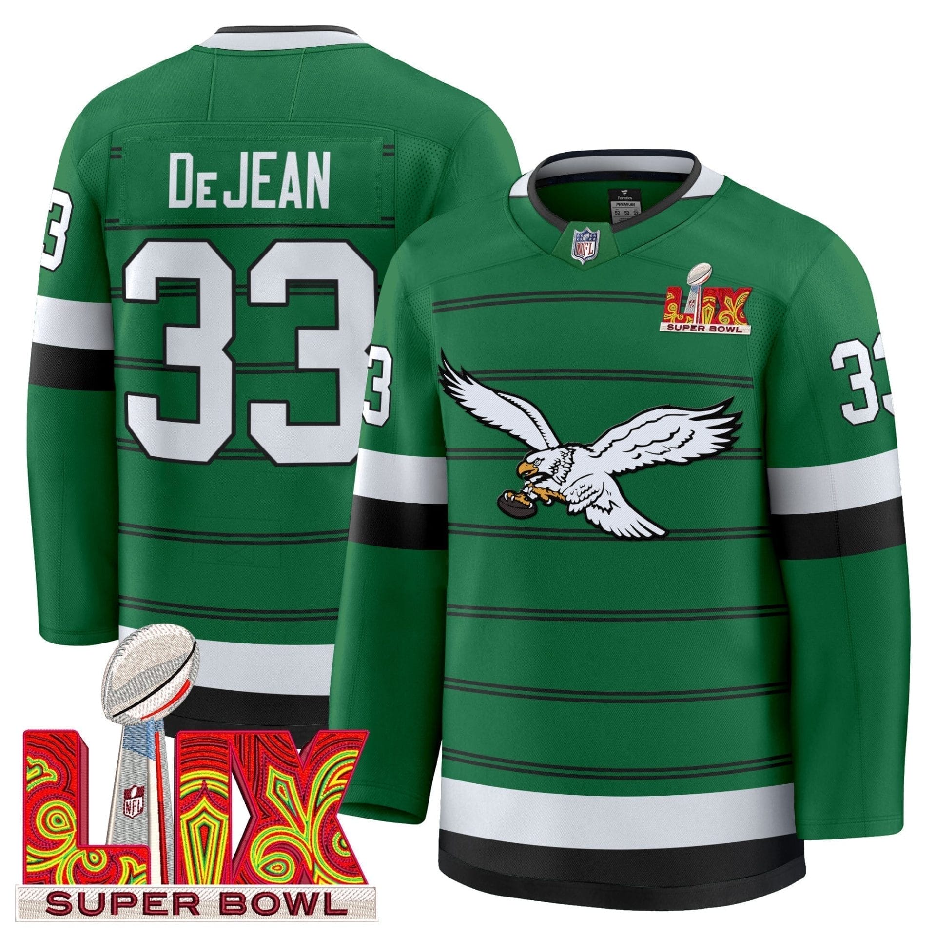 Eagles Kelly Green Hockey Premium Jersey - All Stitched - Image 10