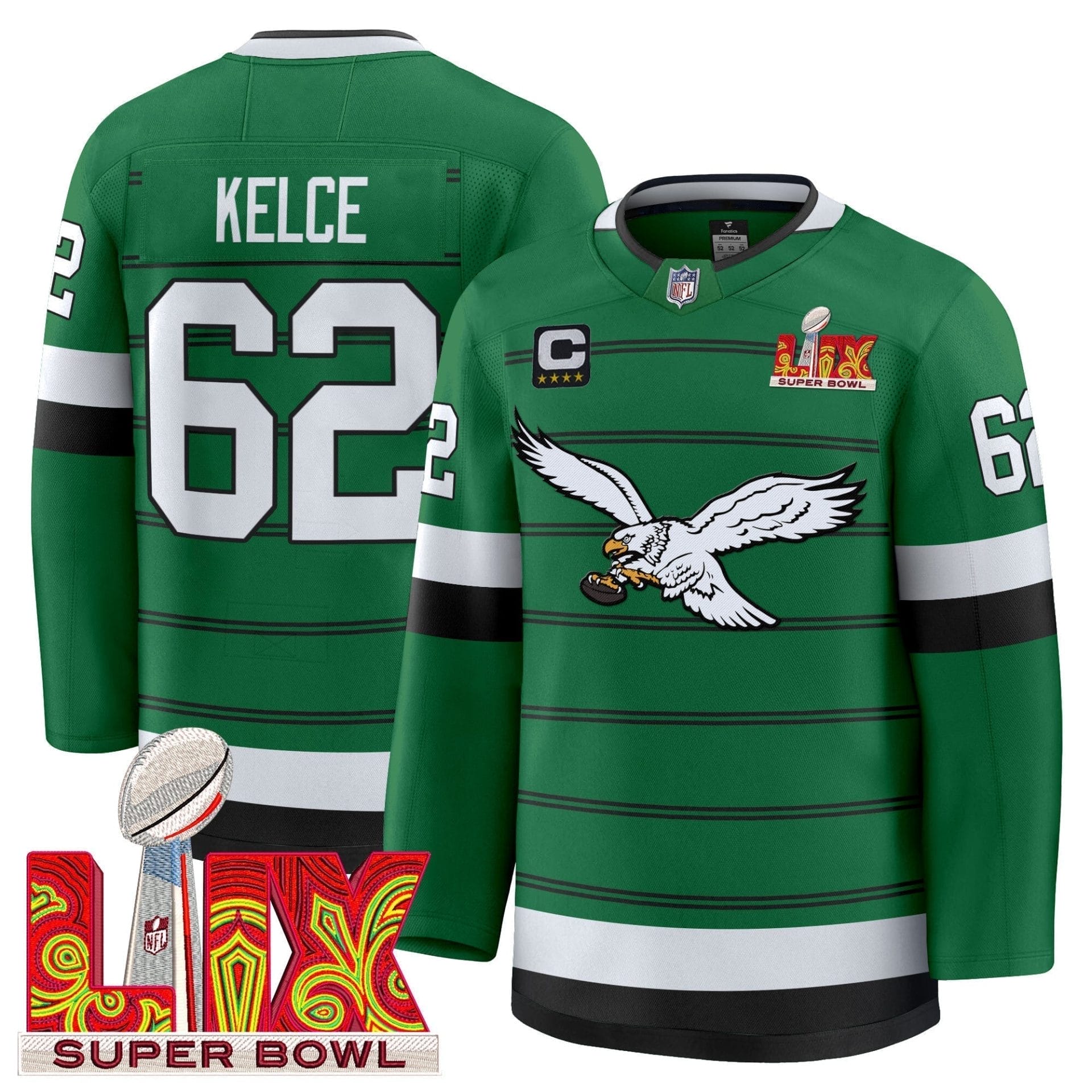 Eagles Kelly Green Hockey Premium Jersey - All Stitched - Image 4