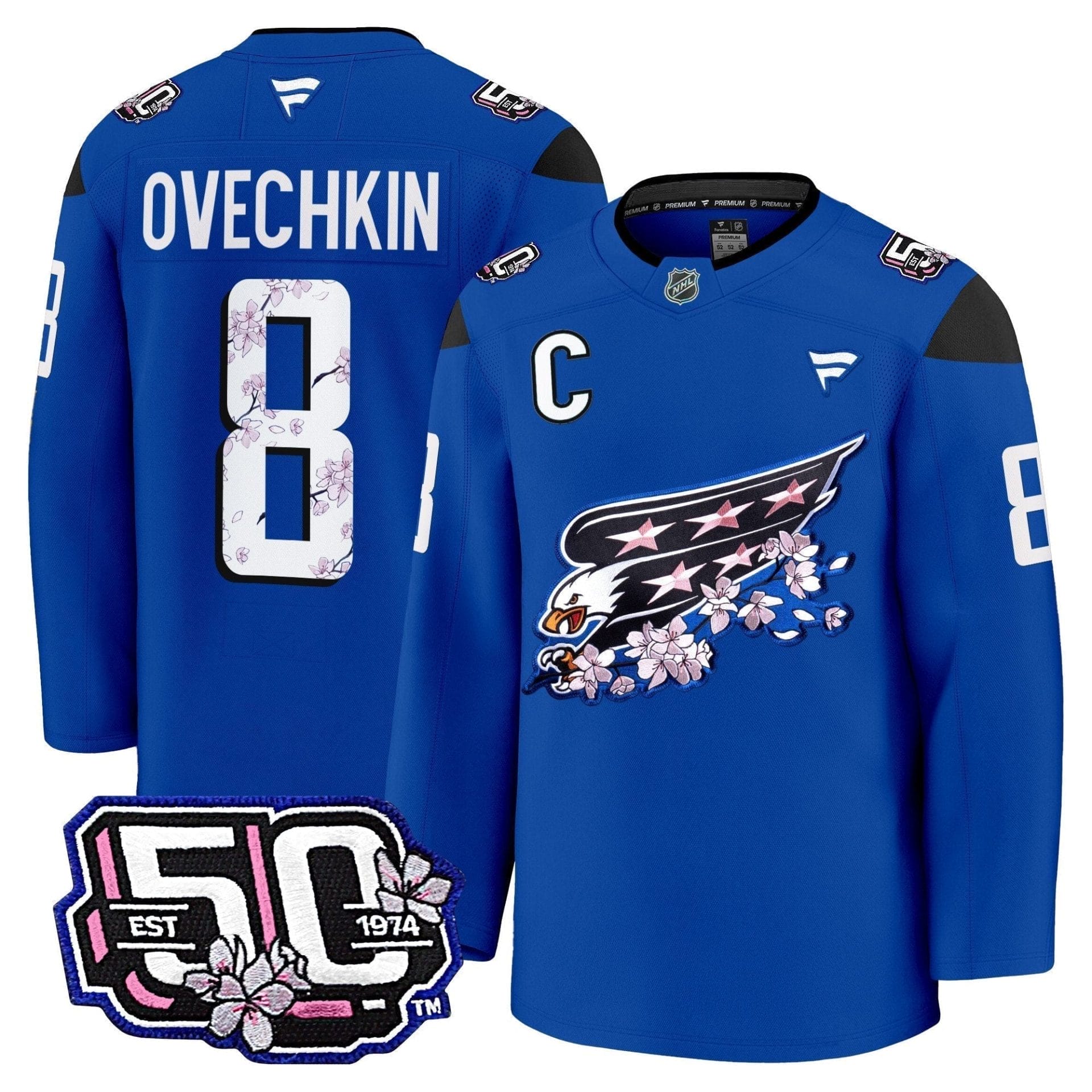Men Washington Capitals 50th Anniversary Cherry Blossom Premium Jersey - All Stitched - Image 23