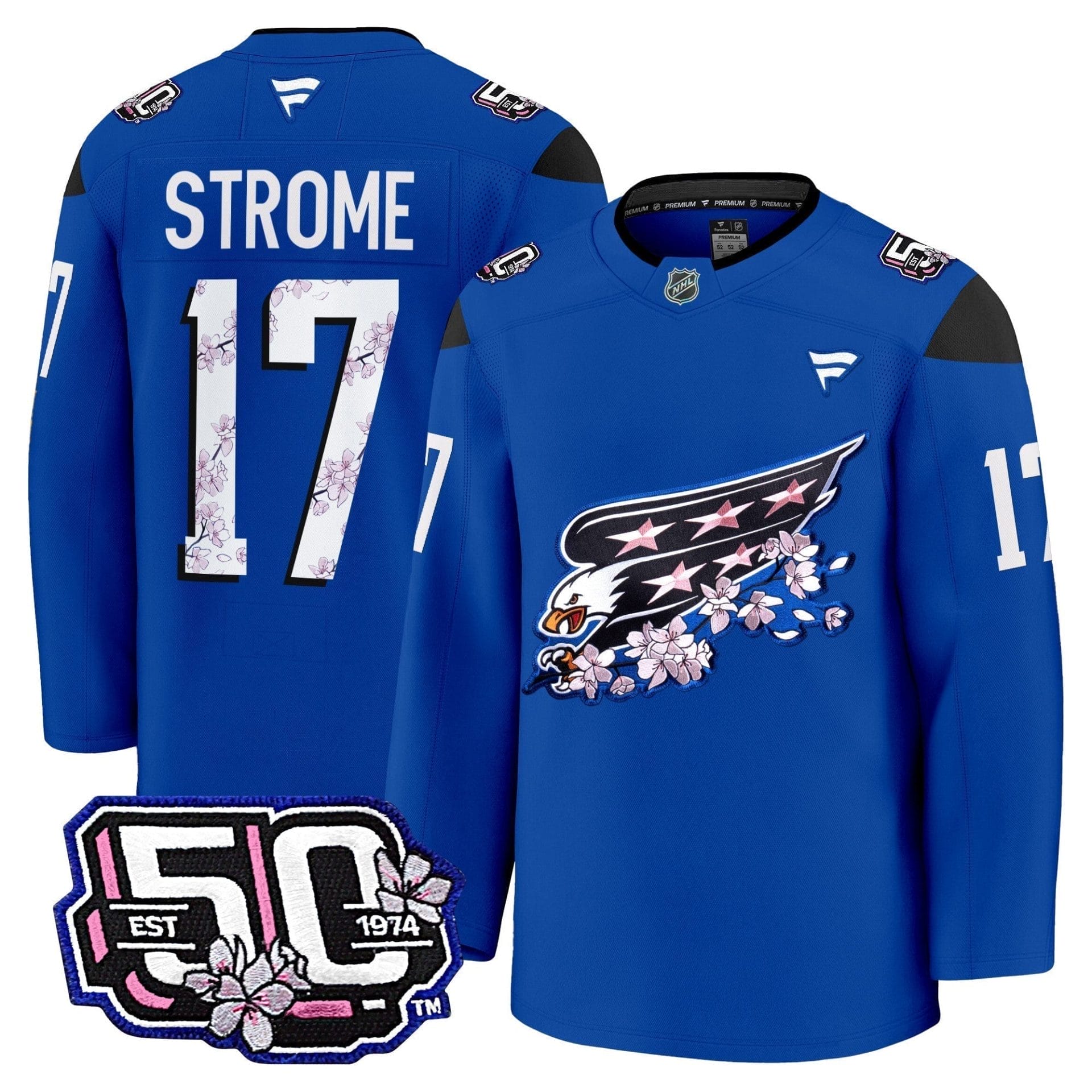 Men Washington Capitals 50th Anniversary Cherry Blossom Premium Jersey - All Stitched - Image 31