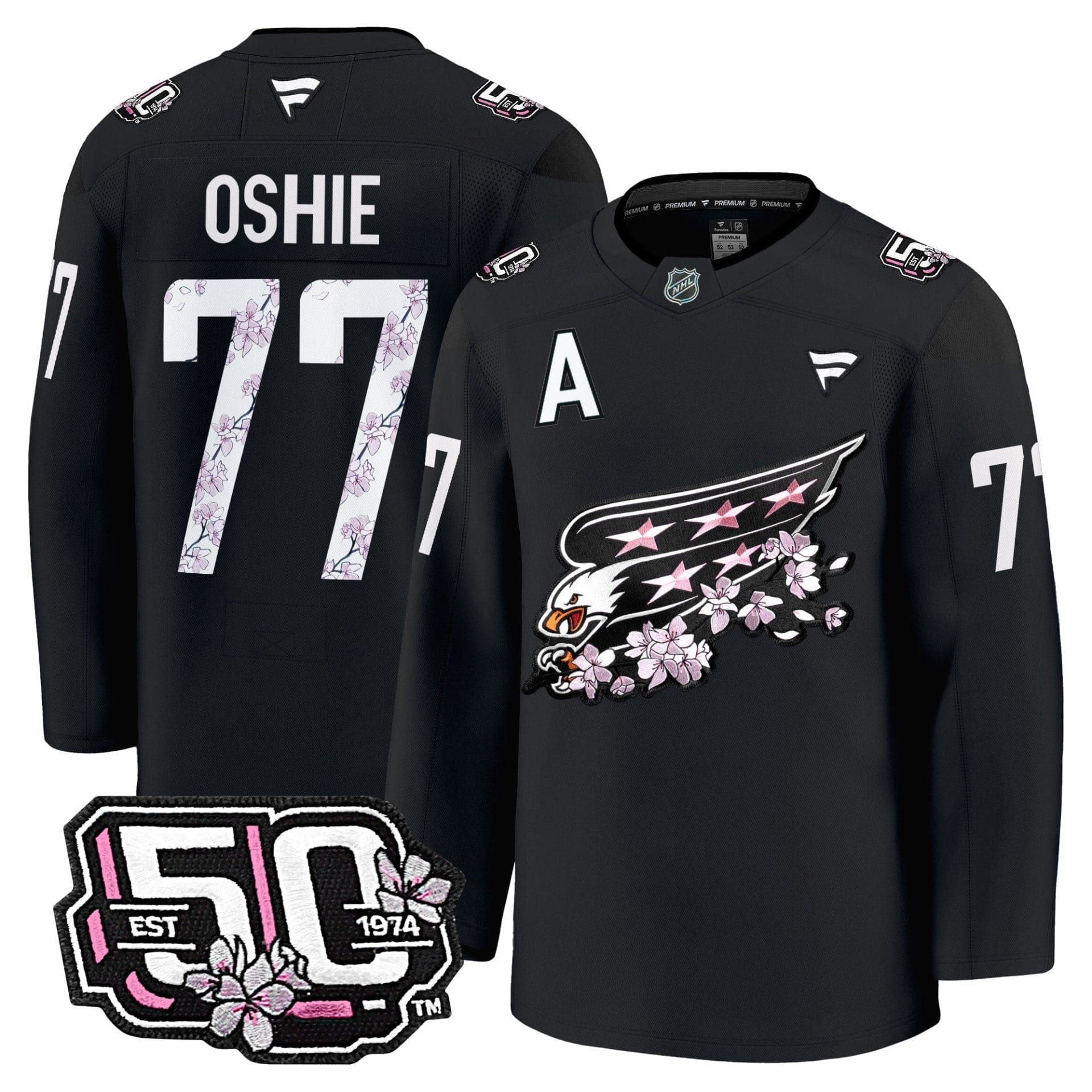 Men Washington Capitals 50th Anniversary Cherry Blossom Premium Jersey - All Stitched - Image 6