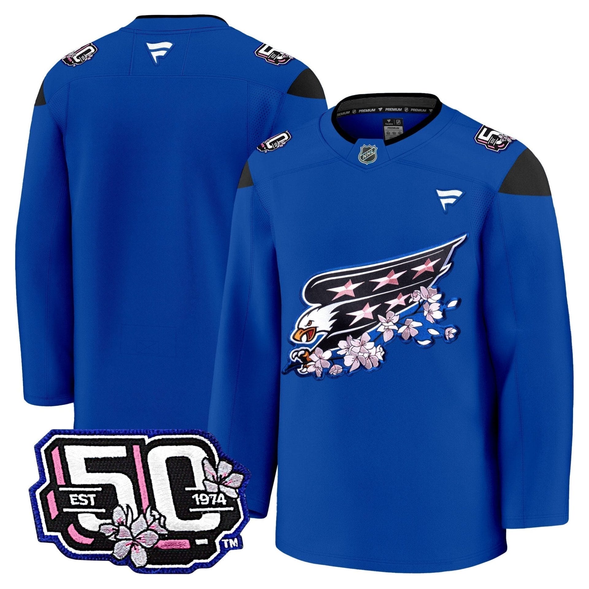 Men Washington Capitals 50th Anniversary Cherry Blossom Premium Jersey - All Stitched - Image 36