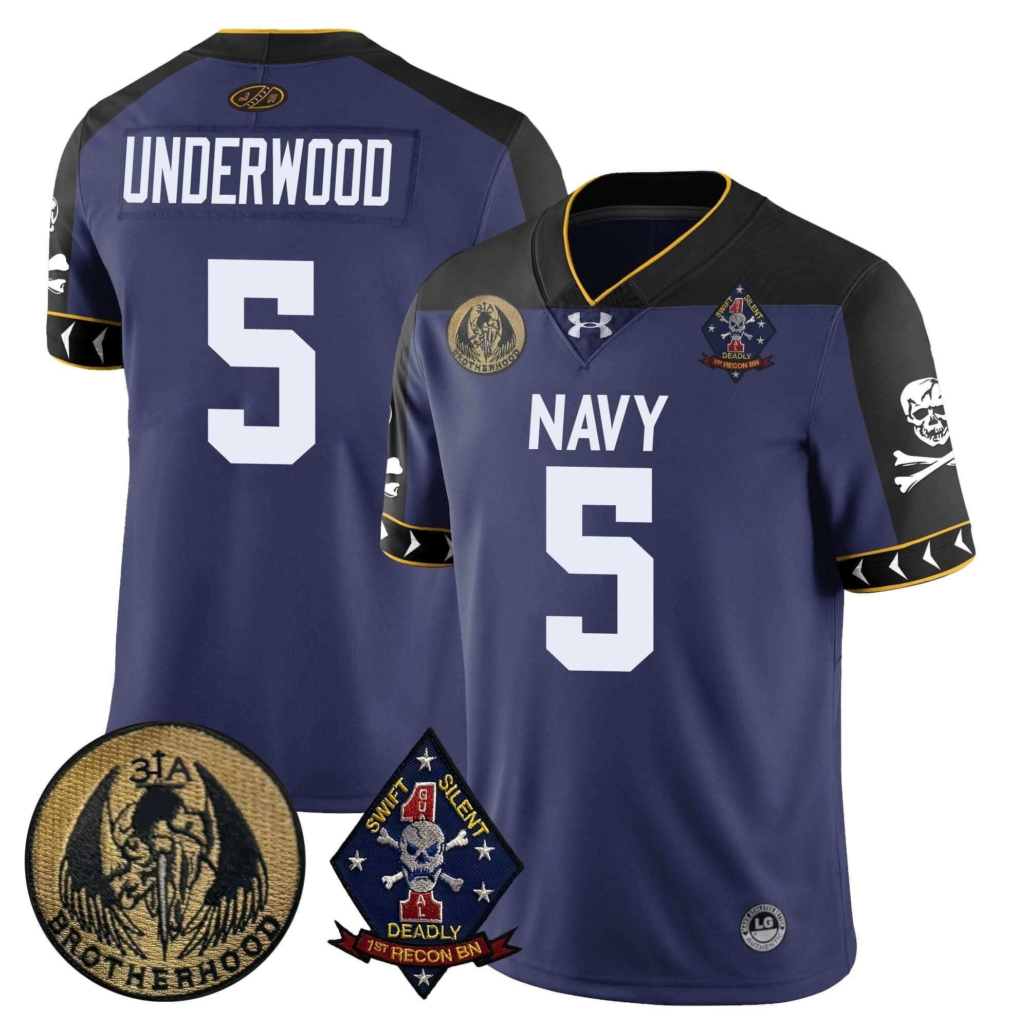 Navy Midshipmen Lacrosse Jolly Rogers Vapor Limited Jersey - All Stitched - Image 29